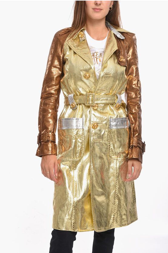 Dsquared2 og1mm0624 Python Skin Trench Coat in Gold Size M / US 6-8 / IT 42-44 - 1 Thumbnail