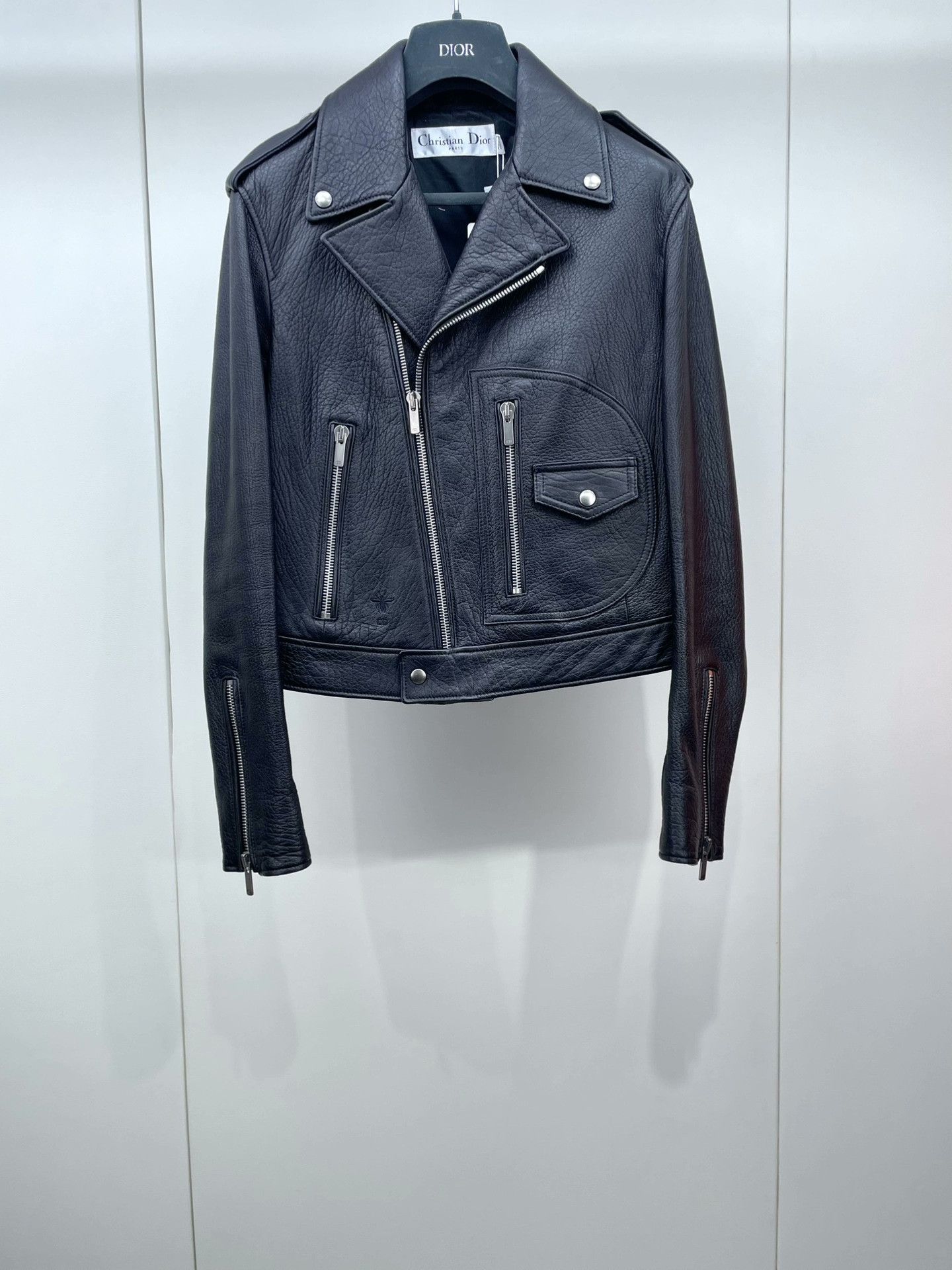 Dior Dior Embroidered Beaded Moto Leather Jacket Size XXS / US 00 / IT 34 - 1 Thumbnail