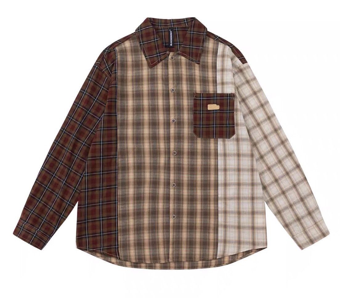 Japanese Brand × Vintage Retro fashion patchwork plaid button up shirt Size US XXL / EU 58 / 5 - 8 Thumbnail