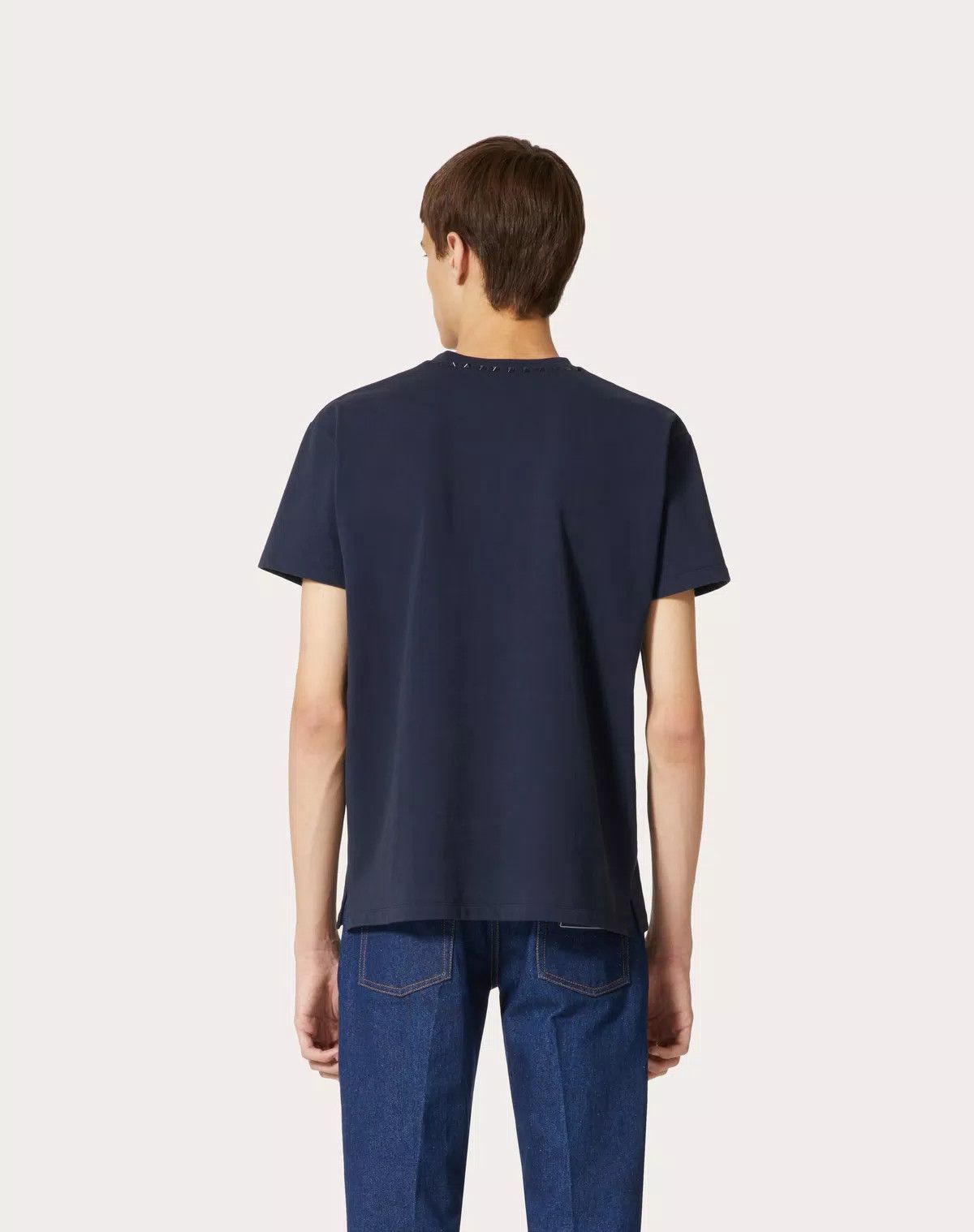 Valentino oc11z0625 Cotton Crewneck T-Shirt in Navy Blue Size US M / EU 48-50 / 2 - 5 Thumbnail