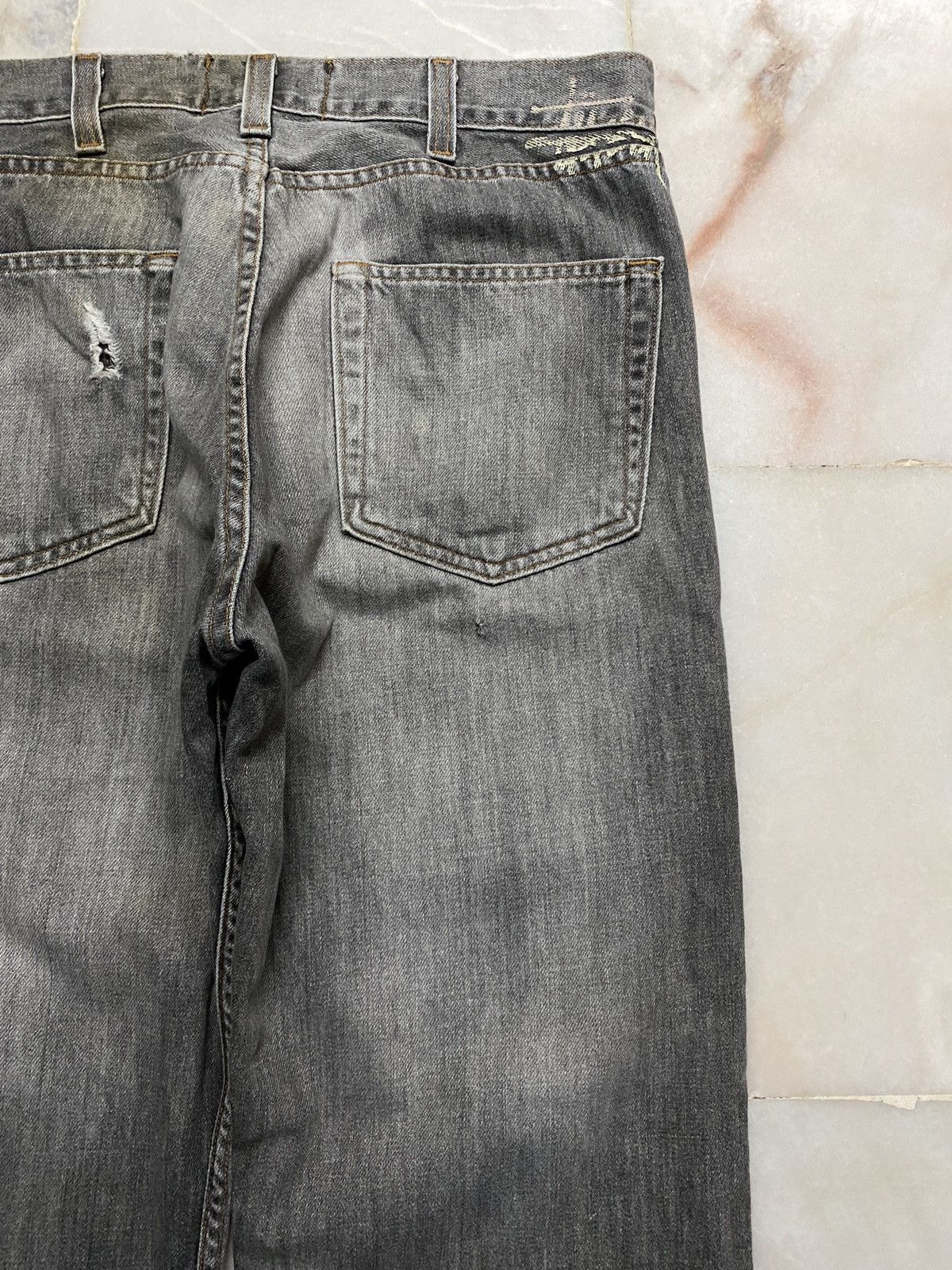 Stussy × Vintage Baggy💥90s Stussy Authentic Workgear Washed Faded Ripped jean Size US 33 - 20 Thumbnail