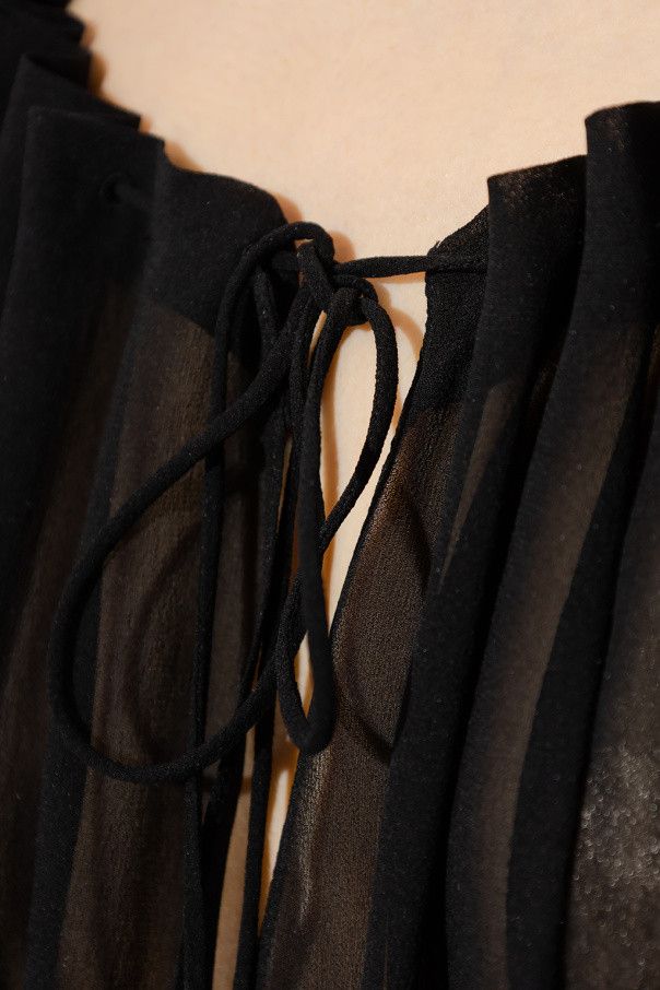 Saint Laurent Paris o1s1wg111124 Long Dress in Silk Georgette in Black Size M / US 6-8 / IT 42-44 - 5 Thumbnail