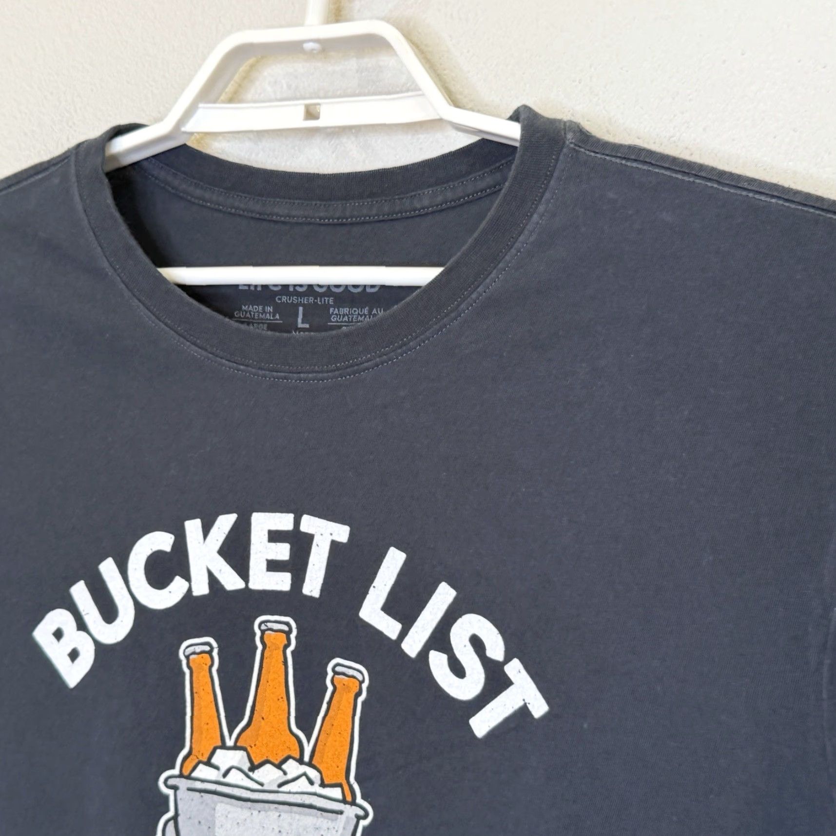 Life is Good Life is Good T-Shirt Mens Large Crusher-Lite Crew Neck Long Sleeve "Bucket List" Beer Graphic Print Cotton Size US L / EU 52-54 / 3 - 4 Thumbnail