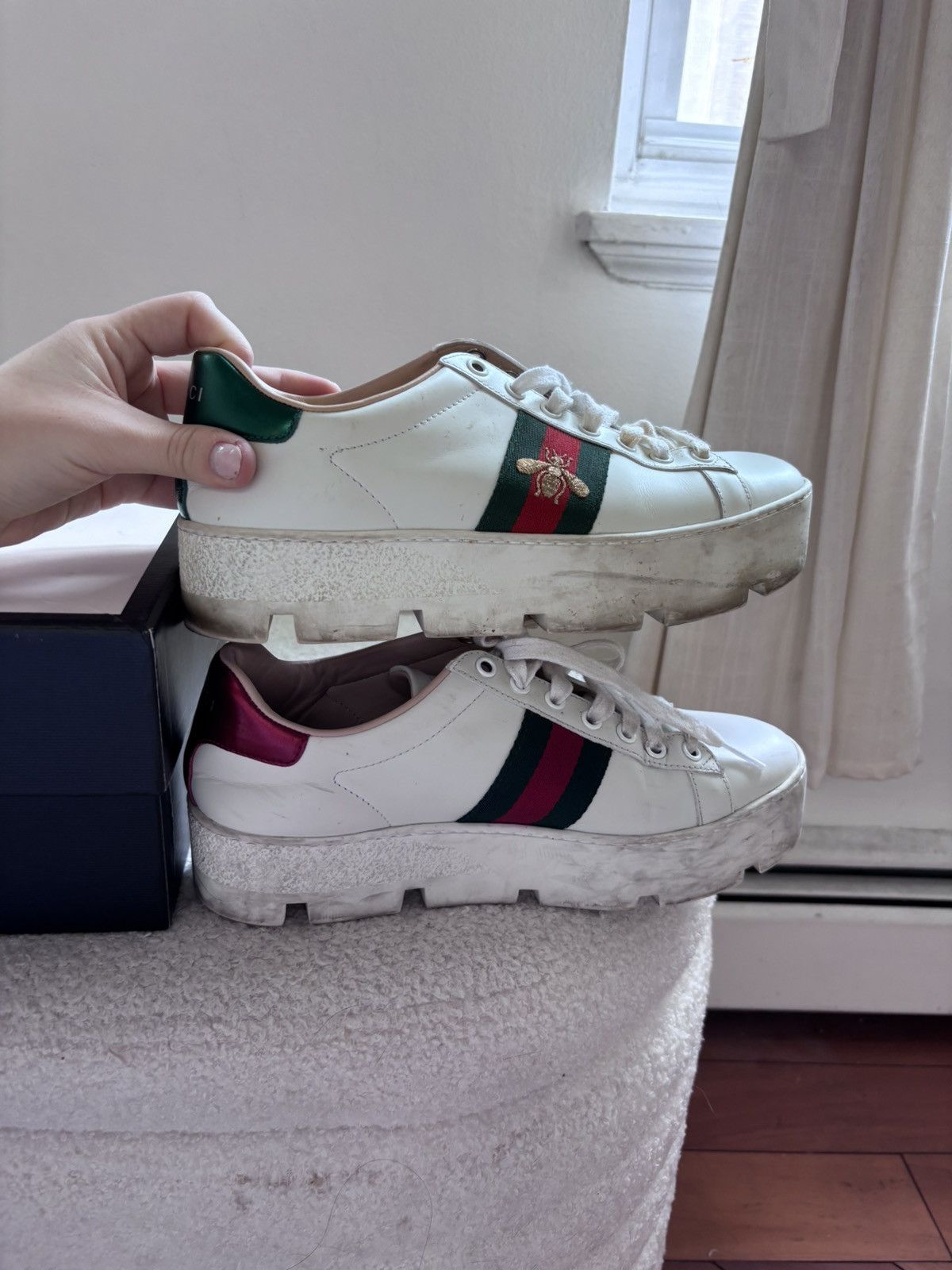 Gucci Gucci Ace Platform White Size US 8 / IT 38 - 2 Thumbnail