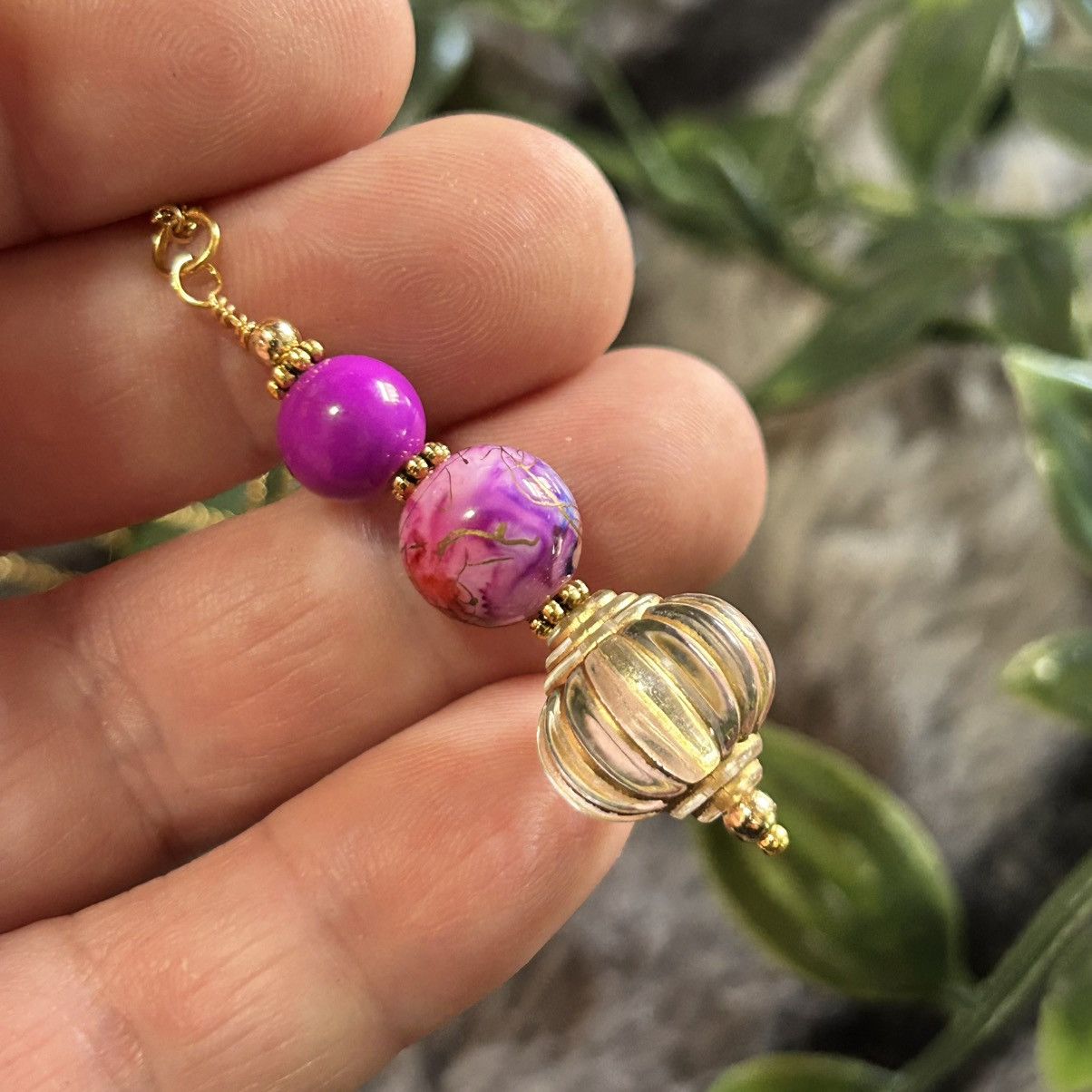 Handmade Handcrafted elegant glass beaded pendant on chain necklace Size ONE SIZE - 1 Thumbnail