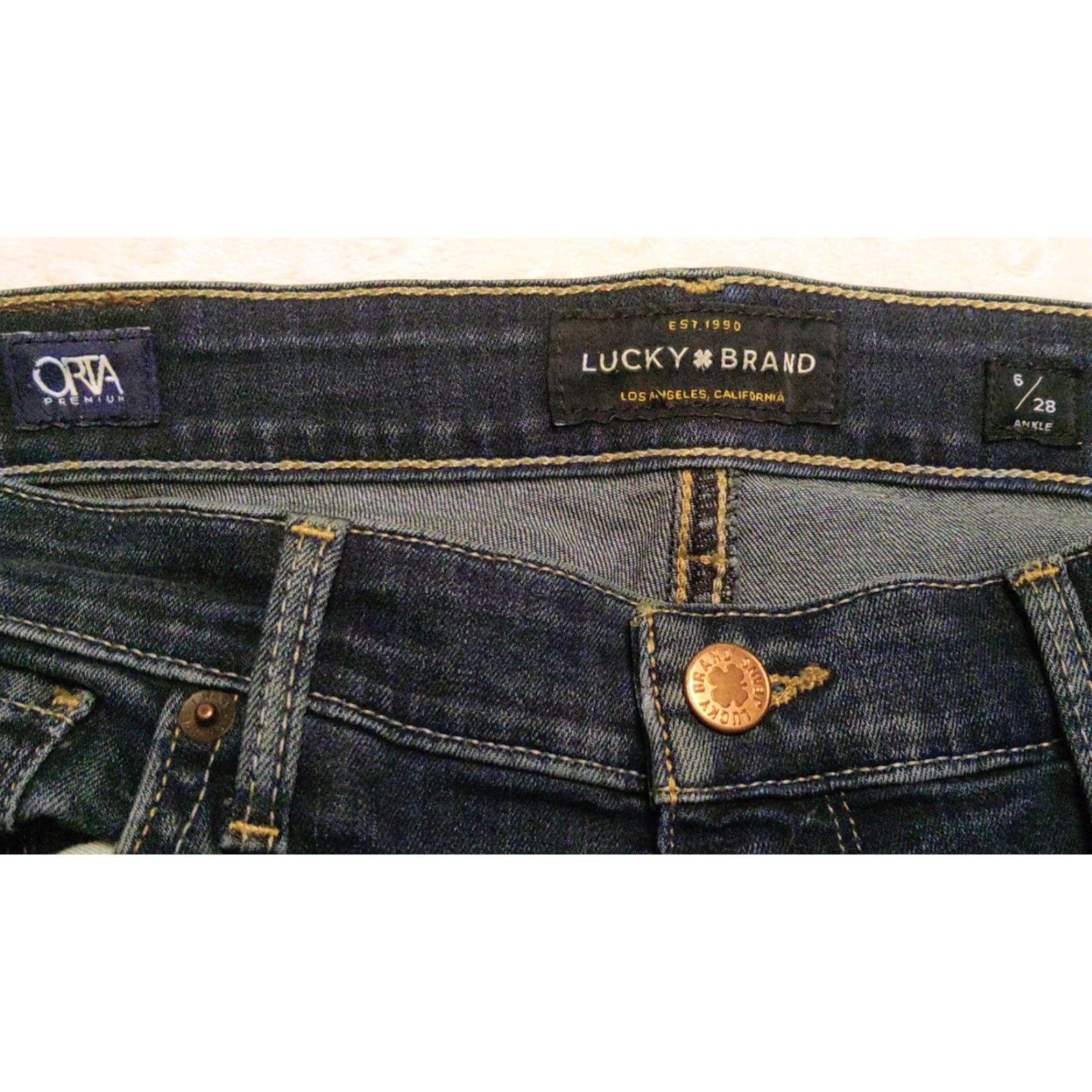 Lucky Brand LUCKY BRAND Orta Premium Ankle Jeans Women's 6/28 Denim Dark Blue 30/28 5-Pocket Regular Stretch Rise Mid 26" Zip Button USA 90s Theme Size 28" / US 6 / IT 42 - 5 Thumbnail