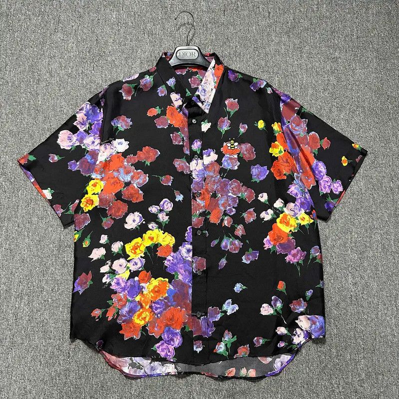 Dior Dior Floral Black Silk Long Sleeve Shirt 0089 Size US XL / EU 56 / 4 - 1 Thumbnail