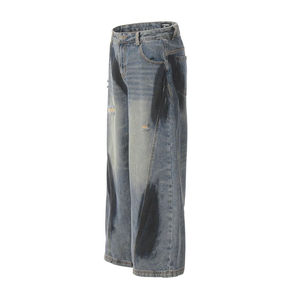 Japanese Brand × Vintage American men's loose wide-leg graffiti ripped straight jeans Size US 32 / EU 48 - 2 Thumbnail