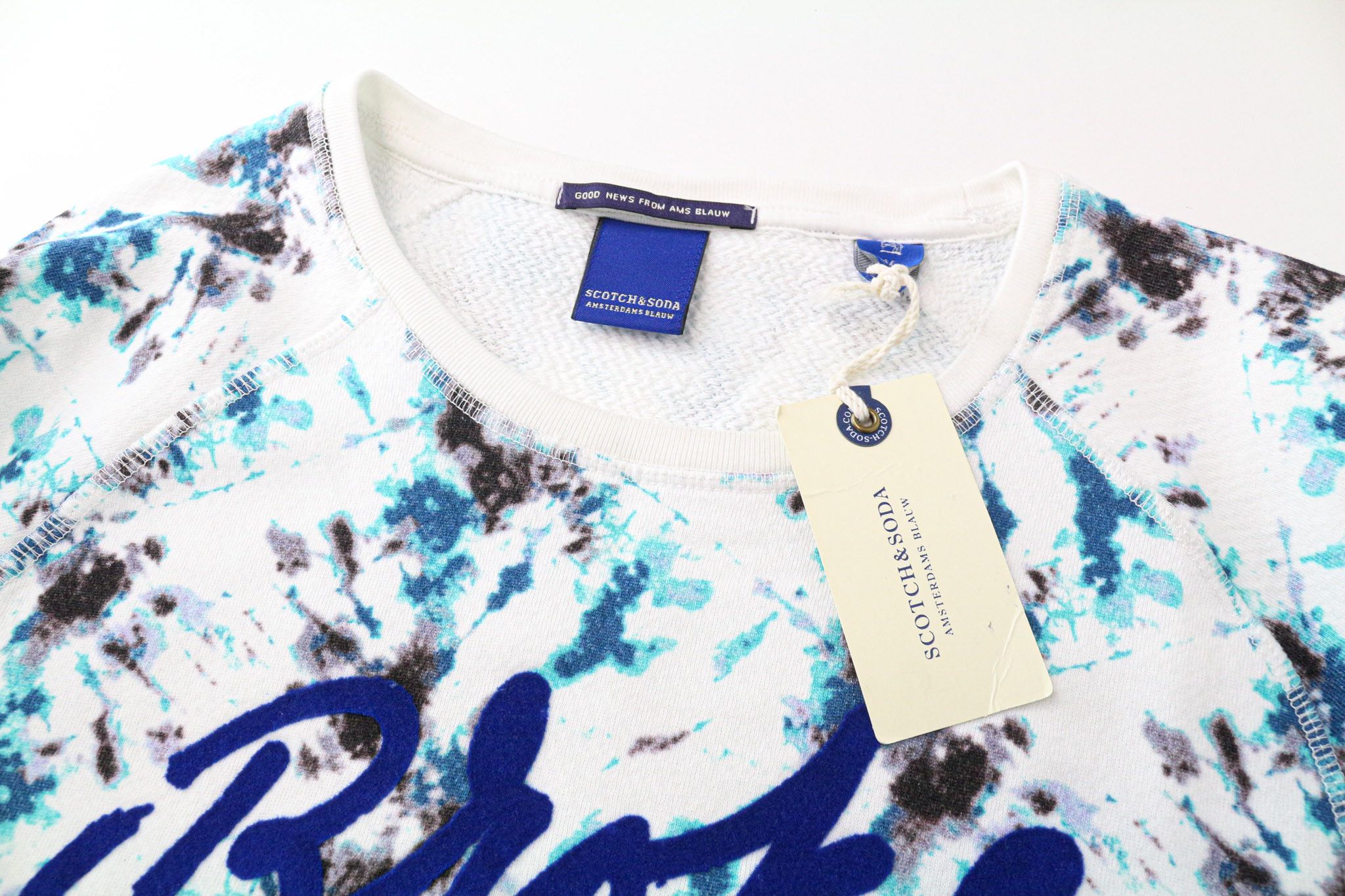 Scotch & Soda M Blue Graphic Crew Neck Fleece Sweatshirt 74353 Size US M / EU 48-50 / 2 - 3 Thumbnail