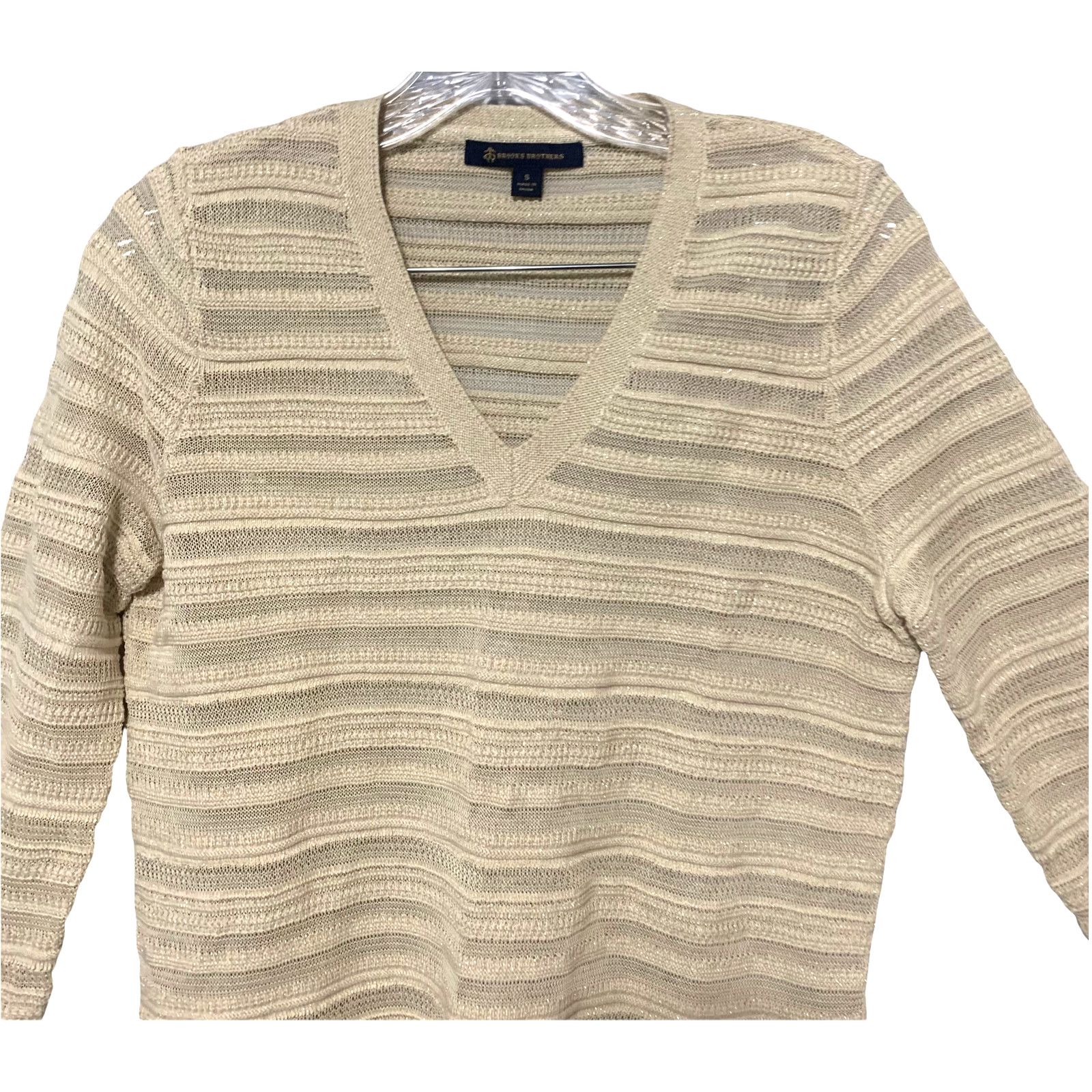 Brooks Brothers Brooks Brothers Glitter Metallic Stripe 3/4 Sleeve Sweater S Size S / US 4 / IT 40 - 5 Thumbnail