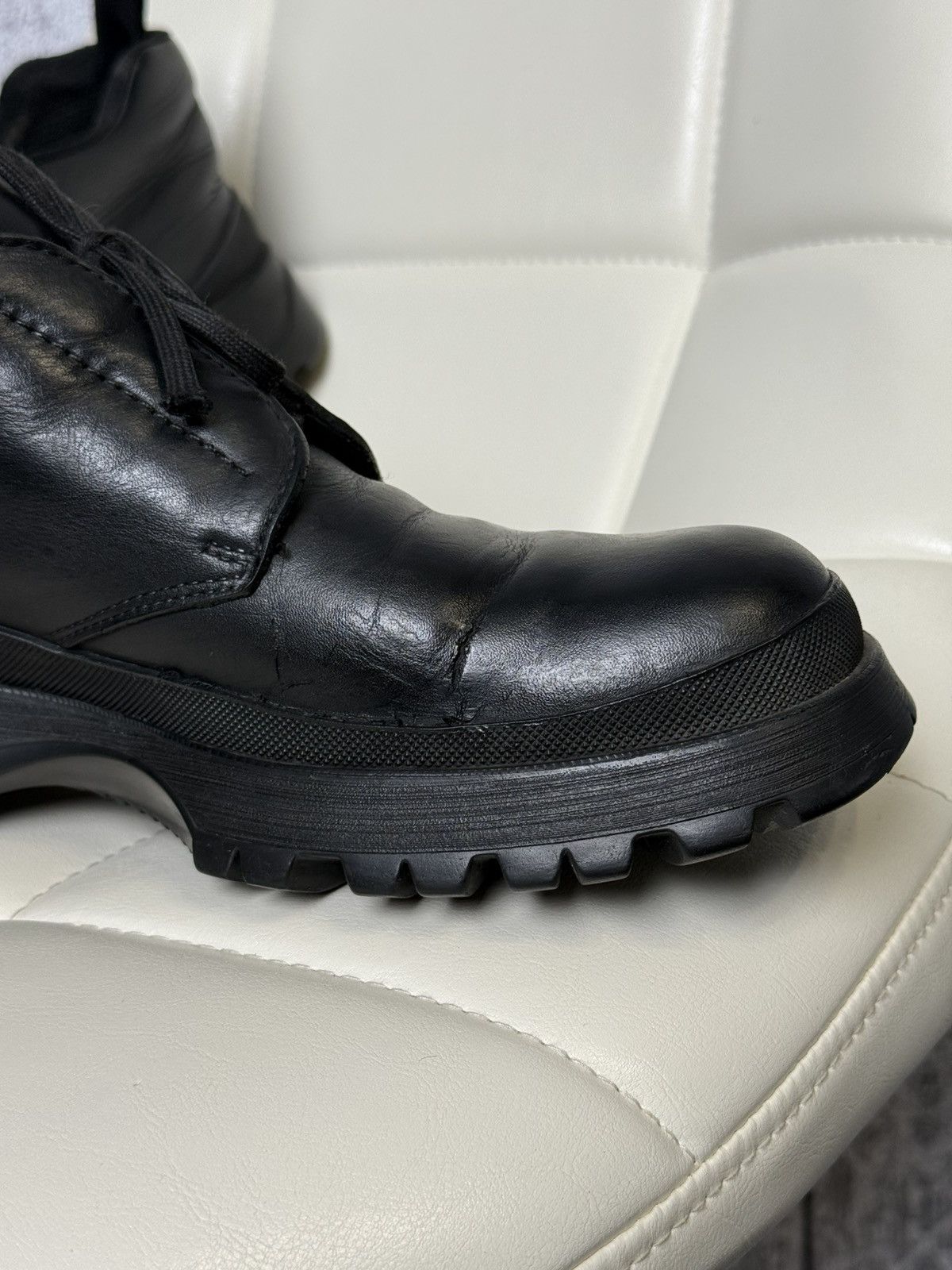 Prada Prada Black Leather Boots Men’s Lug Sole Shoes Made in Italy Size US 9 / EU 42 - 6 Thumbnail