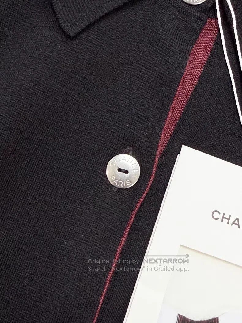 Chanel Chanel Black color-blocked long-sleeved knitted cardigan c Size XS / US 0-2 / IT 36-38 - 4 Thumbnail
