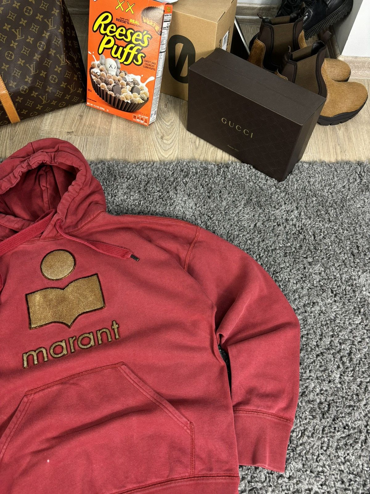 Isabel Marant × Japanese Brand Y2k Isabel marant etoile big logo Hoodie Burgandy 00s Size US L / EU 52-54 / 3 - 4 Thumbnail