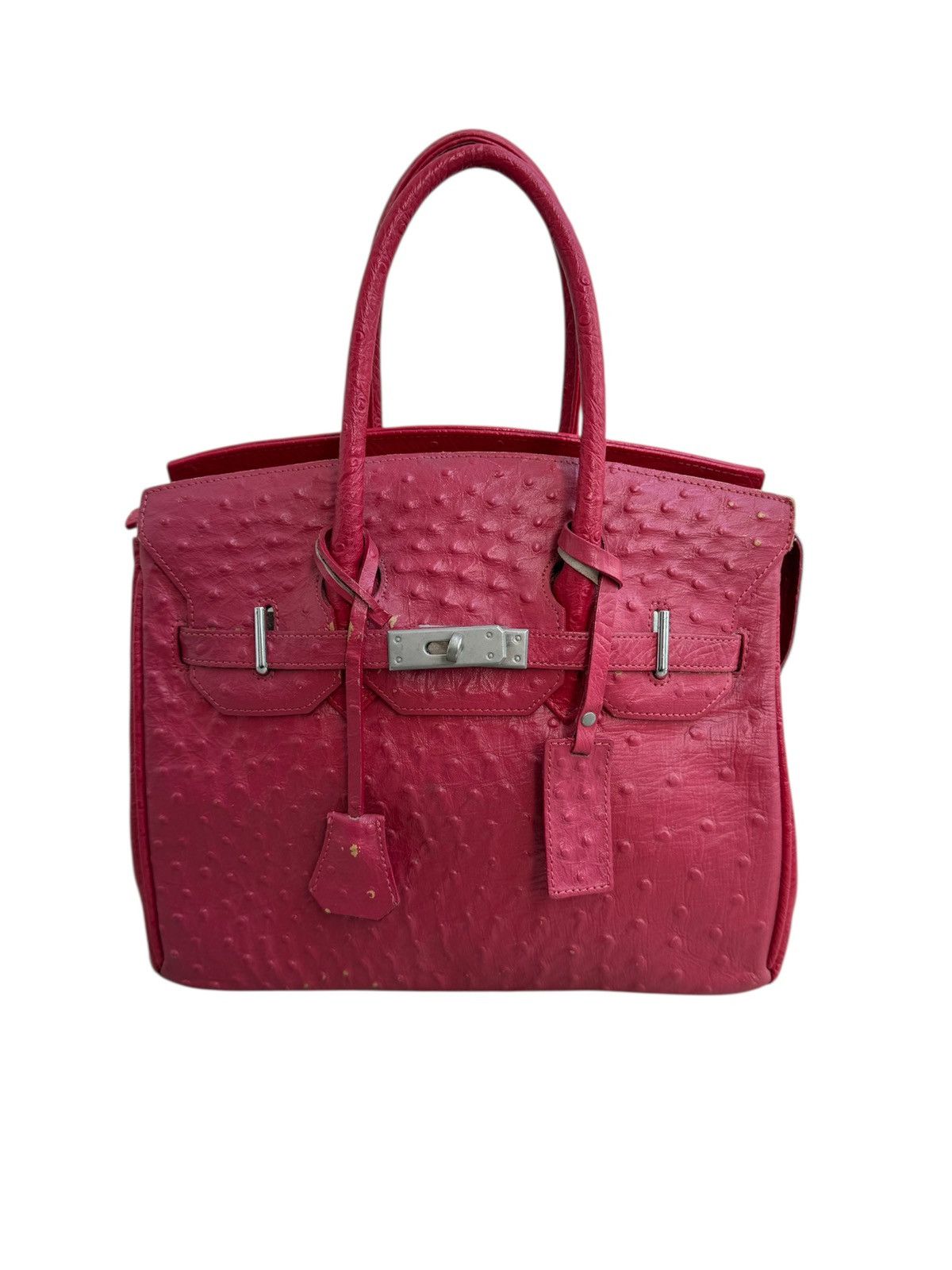 Handmade RARE ‼️ Vintage Ostrich Leather Red ‘Birkin’ Red Kelly Bag Size ONE SIZE - 1 Thumbnail