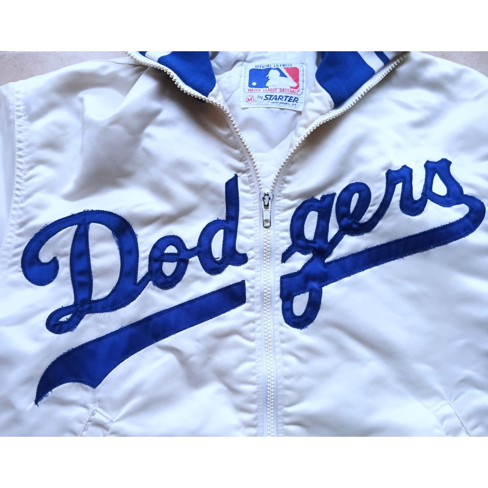 MLB × Starter Los Angeles Dodgers 80s STARTER satin bomber zip M white vtg Size US M / EU 48-50 / 2 - 2 Thumbnail