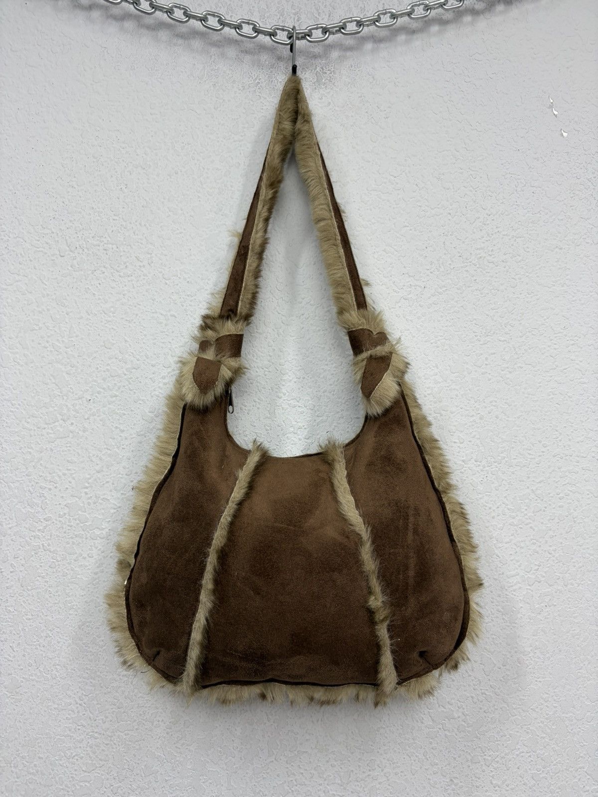 If Six Was Nine Vintage Shearling Fur Leather Shoulder Bag Y2K Boho Suede Size ONE SIZE - 1 Thumbnail