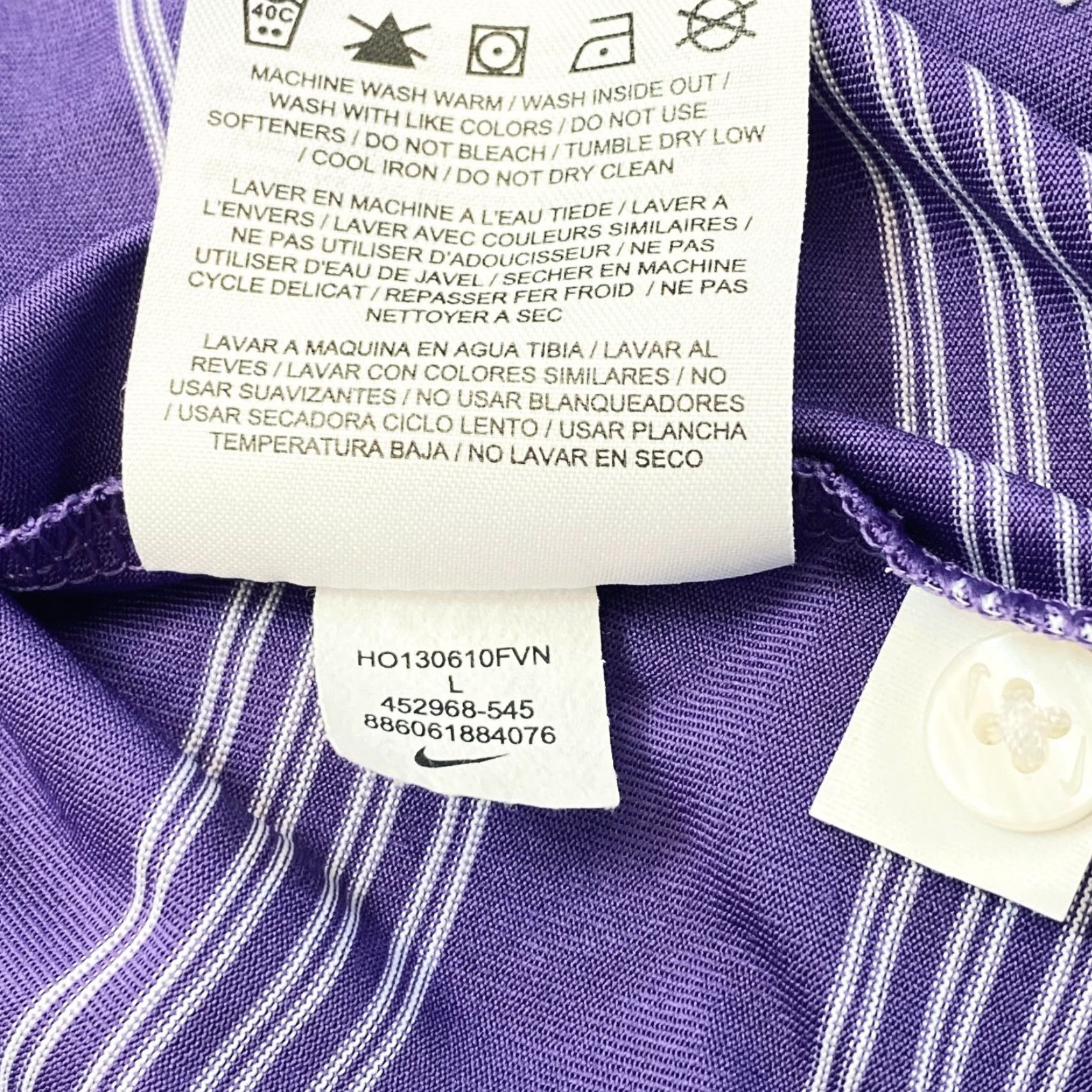 Nike VINTAGE Nike Golf Tour Performance Dri-Fit Polo Shirt Womens Large Purple White Striped Size L / US 10 / IT 46 - 6 Thumbnail