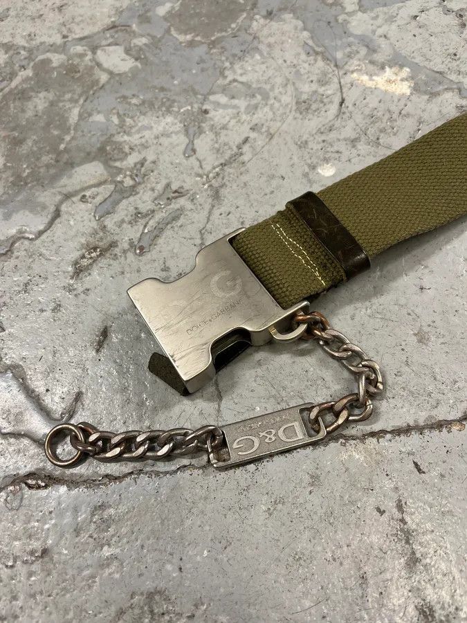 Designer × Dolce & Gabbana × Vintage SS2003 Dolce & Gabbana Olive Military Belt Size ONE SIZE - 4 Thumbnail