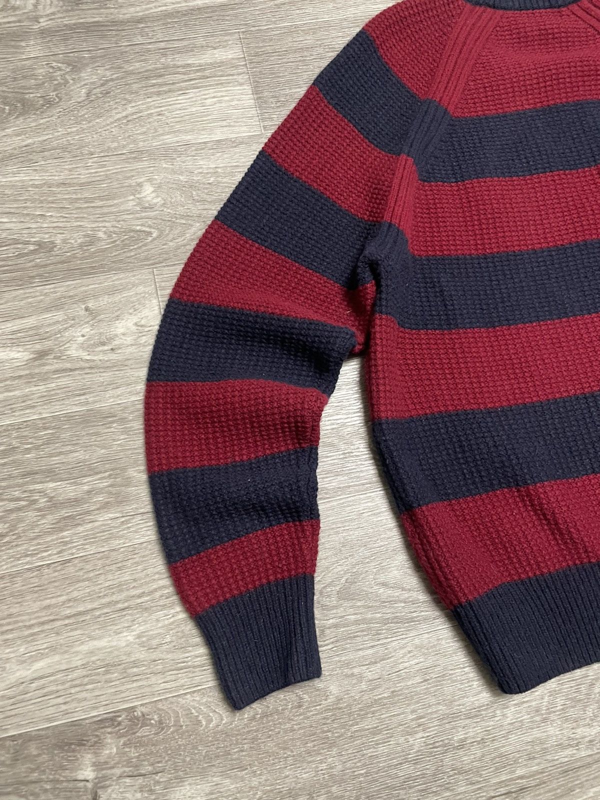 Lacoste Vintage Lacoste LIVE Blue/Burgundy Striped Knit Wool Sweater Size US L / EU 52-54 / 3 - 14 Thumbnail