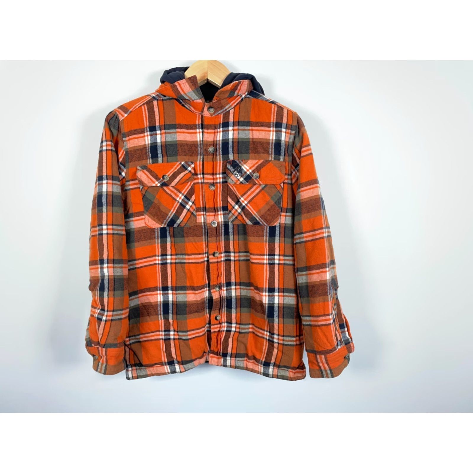 Vintage Legendary Whitetails Jacket Hooded Zip Flannel Orange Plaid Shacket Men's Medium Size US M / EU 48-50 / 2 - 3 Thumbnail