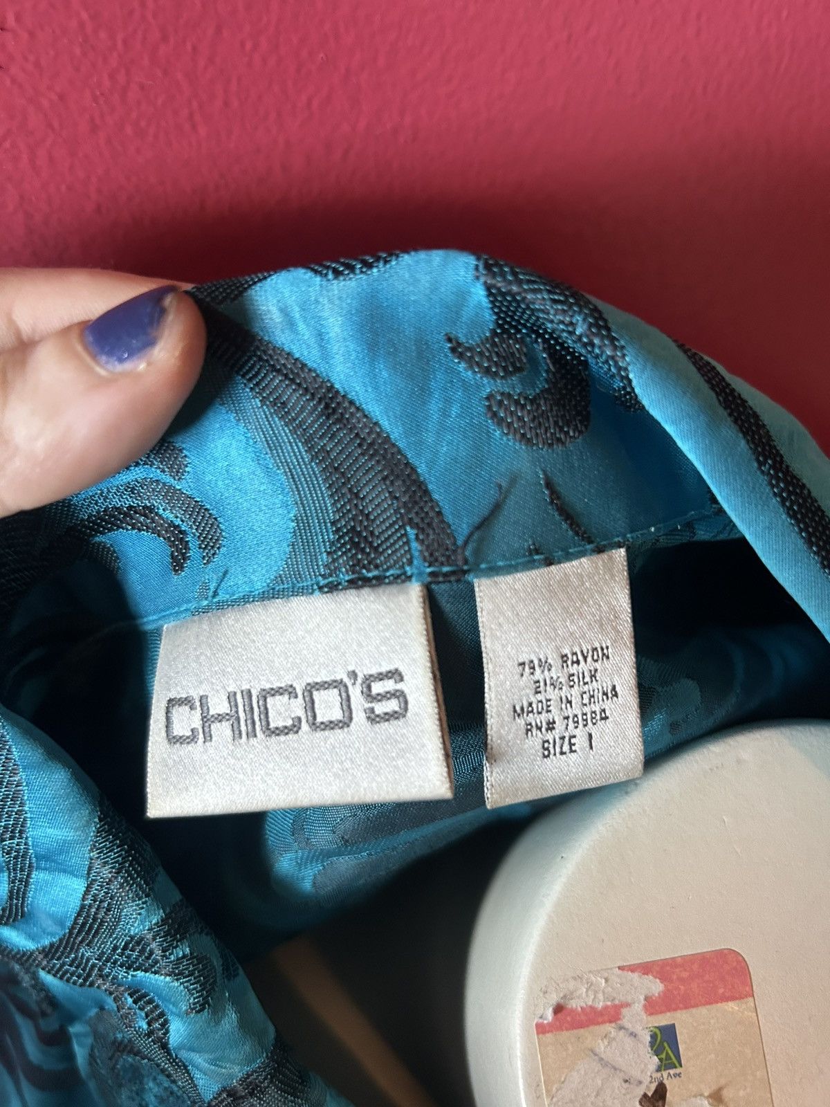 Chicos Chicos Blue Size 1 79984 Damask Printed Jacket Size S / US 4 / IT 40 - 4 Thumbnail