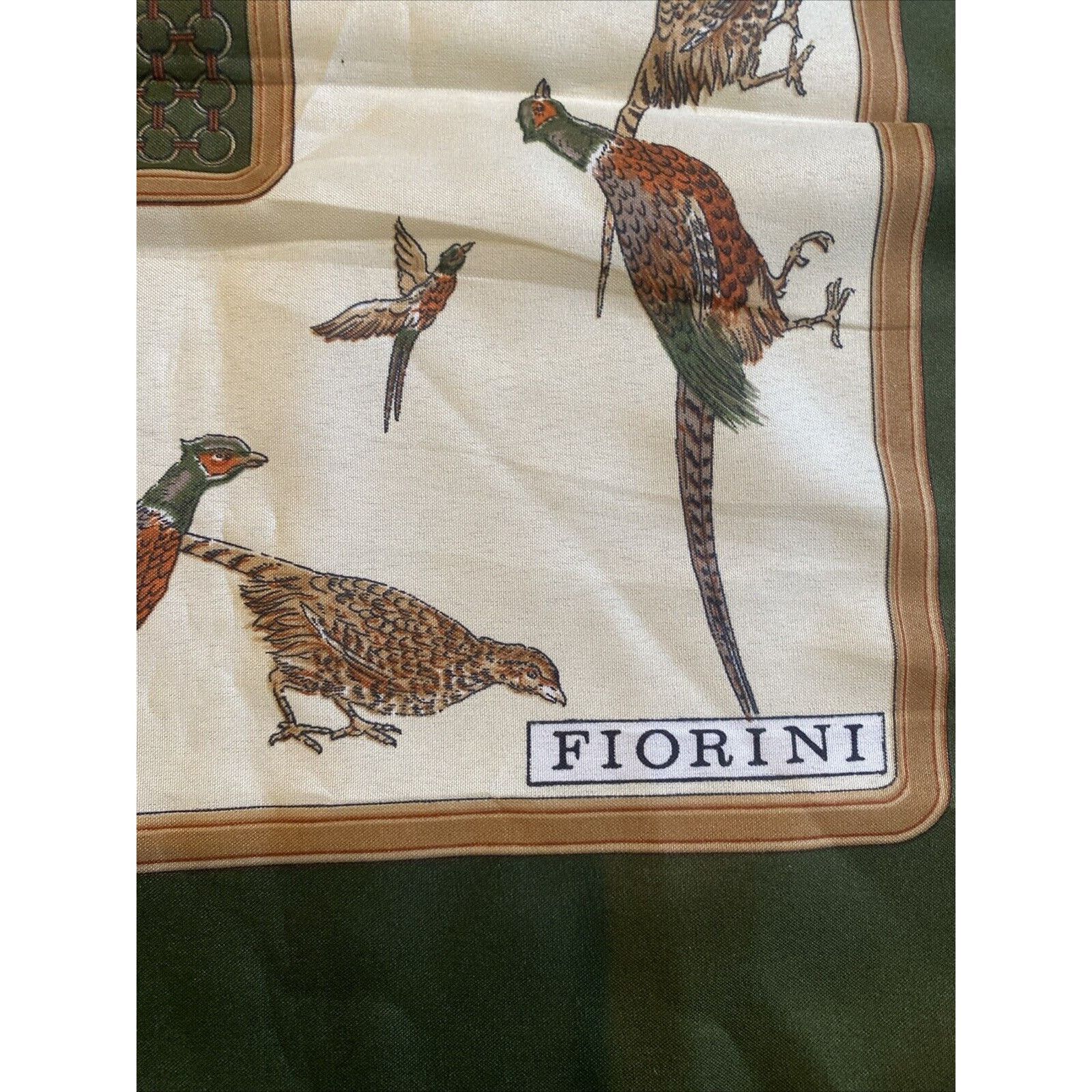 Fiorucci Vintage FIORINI Scarf Pheasants Flying Bird Italy 30" x 30" Size ONE SIZE - 4 Thumbnail