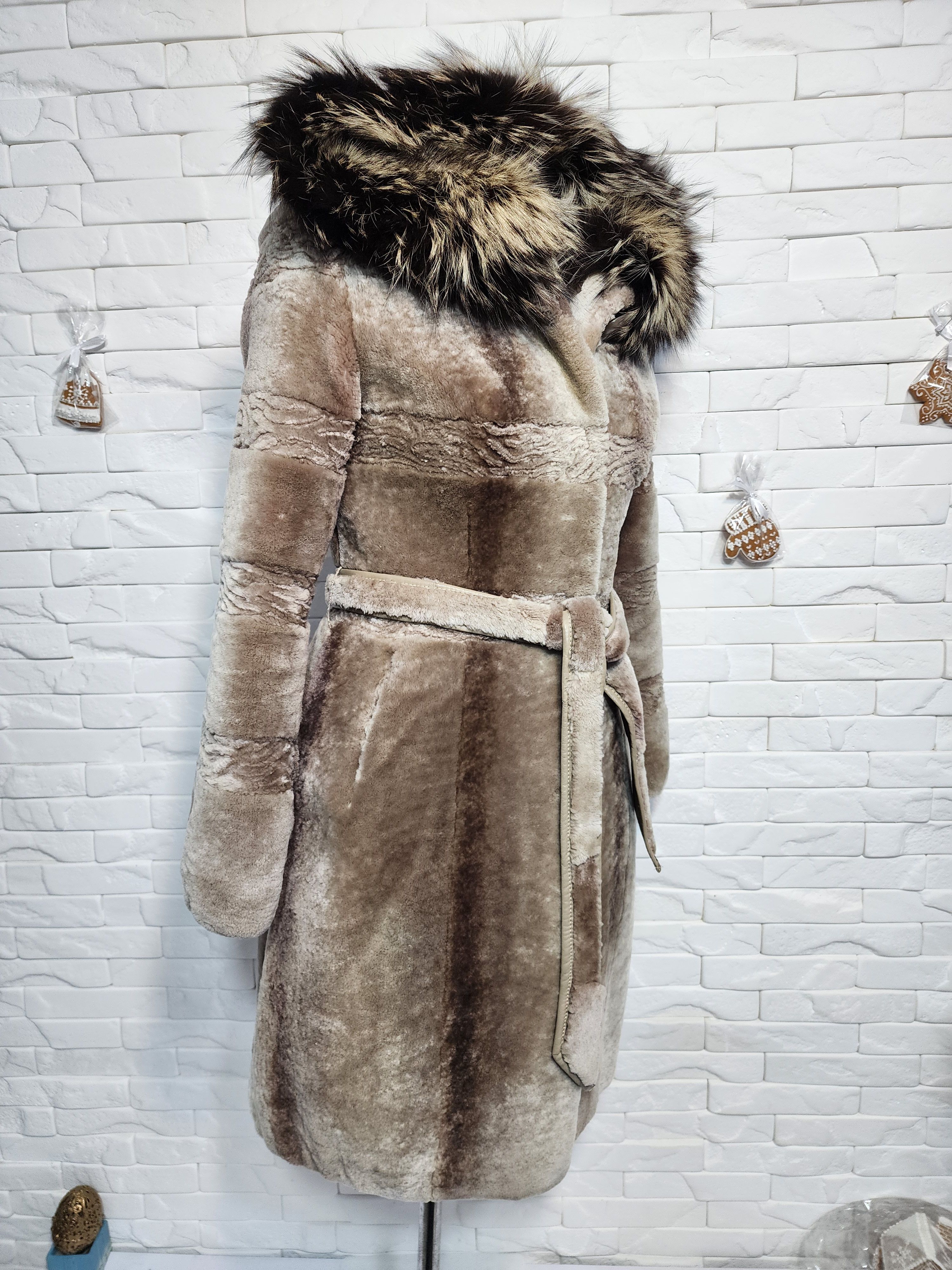 Furla Light Brown Sheepskin Coat: Women's Fur Belted Winter Coat Size S / US 4 / IT 40 - 3 Thumbnail