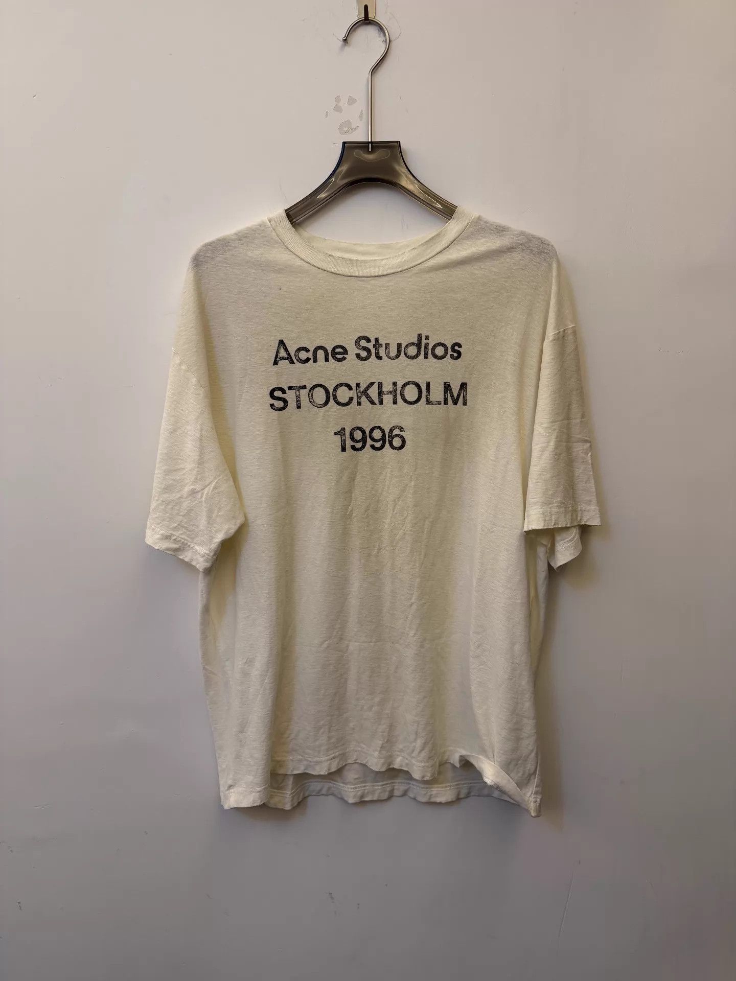 Acne Studios Acne 1996 Logo Vintage Spray Distressed Tee Off - White M Size US M / EU 48-50 / 2 - 1 Thumbnail