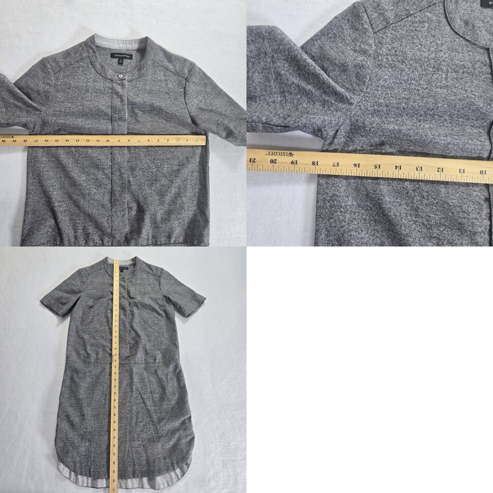 Banana Republic Banana Republic Shirt Dress Womens Size 0 Heather Gray Short Sleeve Pockets Button Size XS / US 0-2 / IT 36-38 - 9 Thumbnail