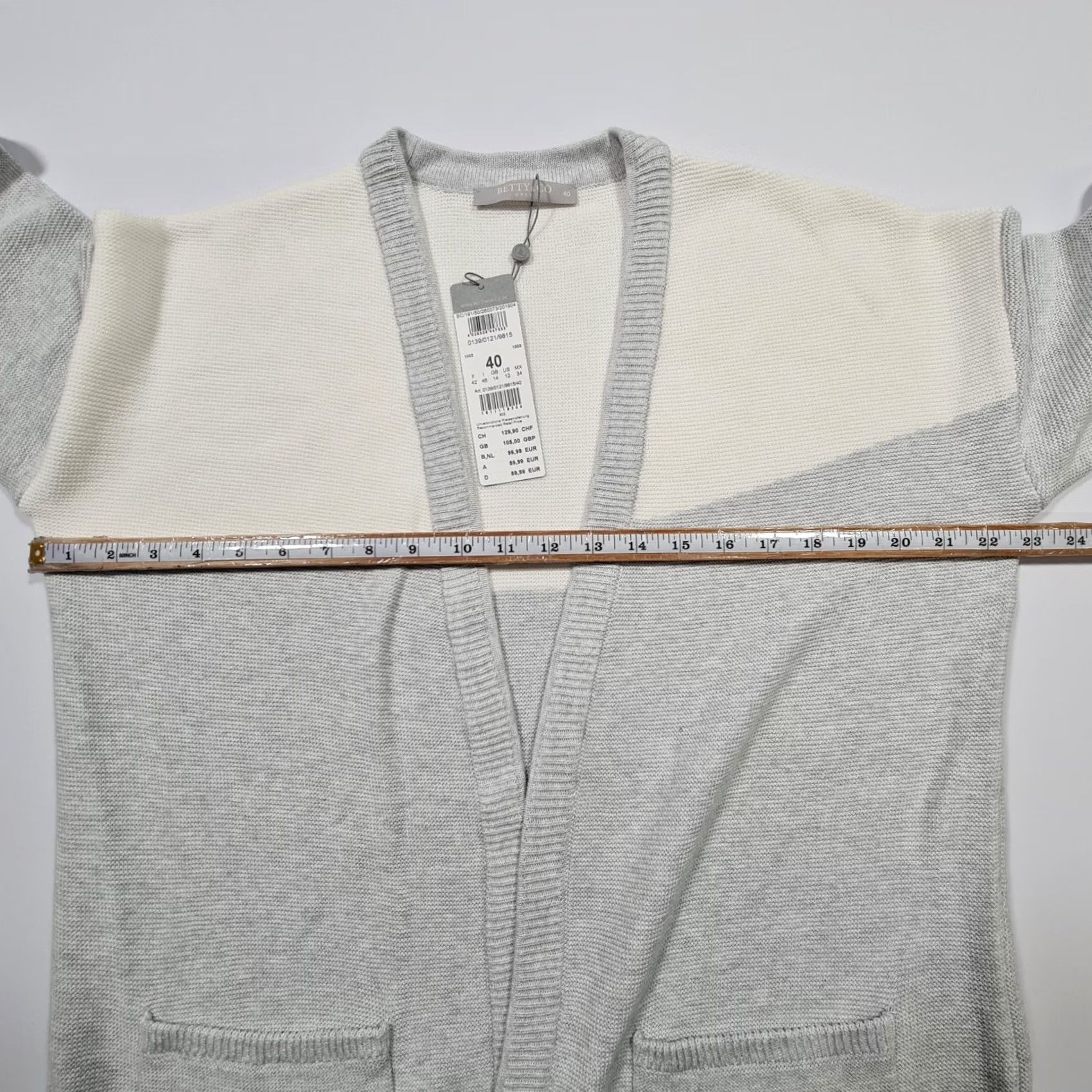 CO Betty & Co Womens Cardigan Grey 14 UK Open Front Knit Cotton Logo Jumper Cardigan Long Sleeve V-Neck Seasonal Breathable Regular Fit Womens Size XL / US 12-14 / IT 48-50 - 7 Thumbnail