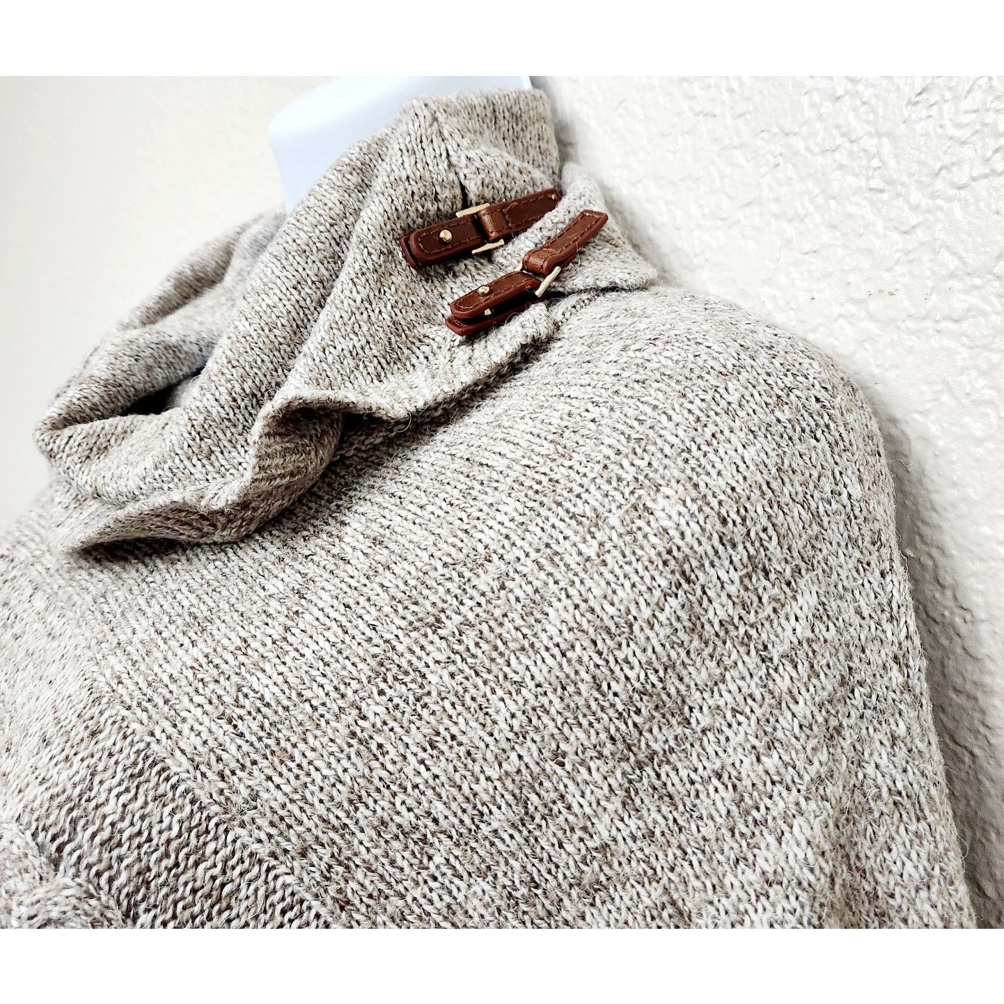 Other Westbound Tan Marled Cable Knit Cowl Neck Poncho XL Size XL / US 12-14 / IT 48-50 - 2 Thumbnail