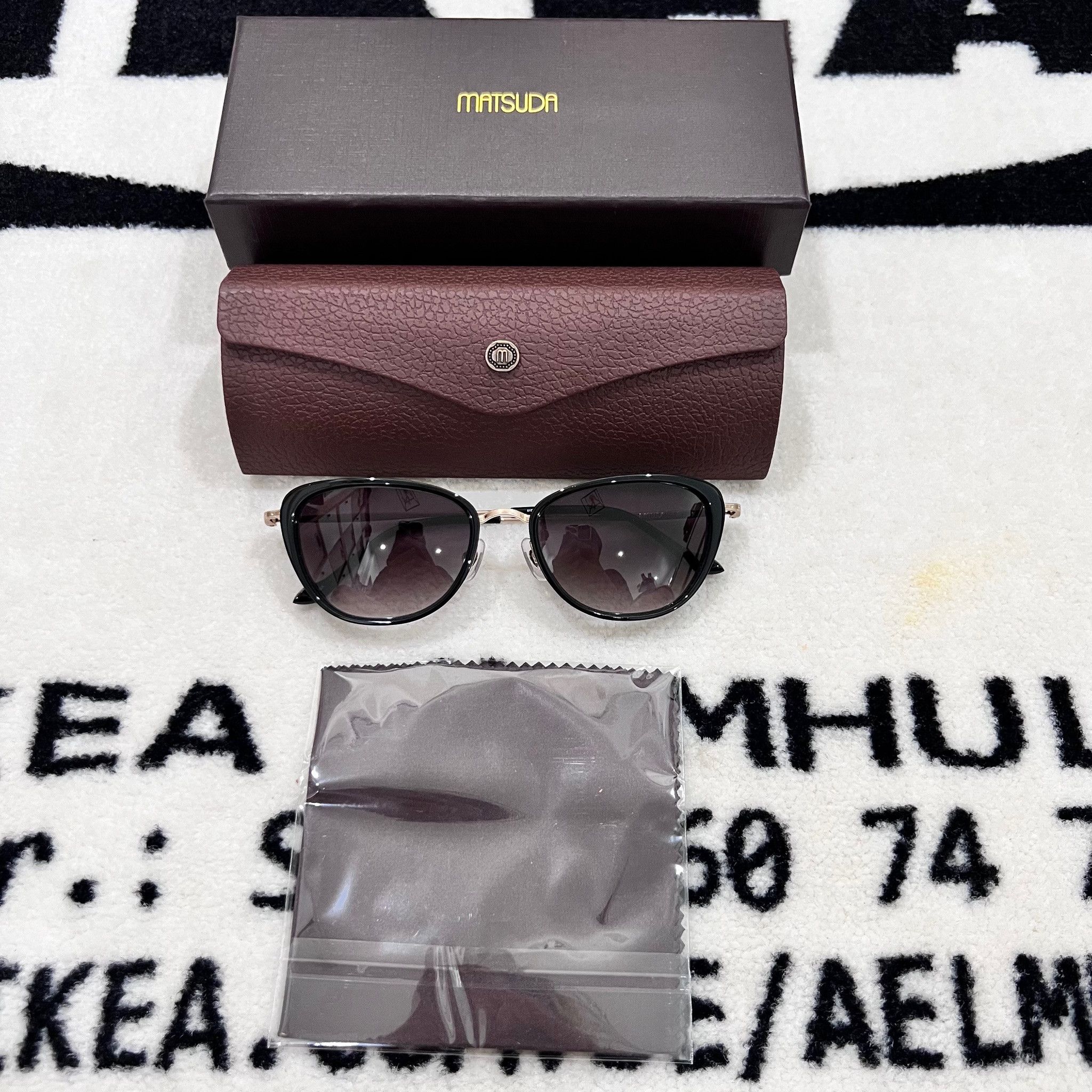Matsuda Matsuda 3095 Oval Cat Eye Side Shield Sunglasses - Black Size ONE SIZE - 1 Thumbnail