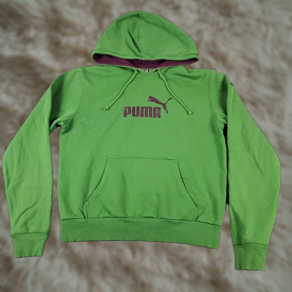 Puma PUMA Hoodie Womens Medium Green Pullover Sweatshirt Cotton Blend Size M / US 6-8 / IT 42-44 - 1 Thumbnail