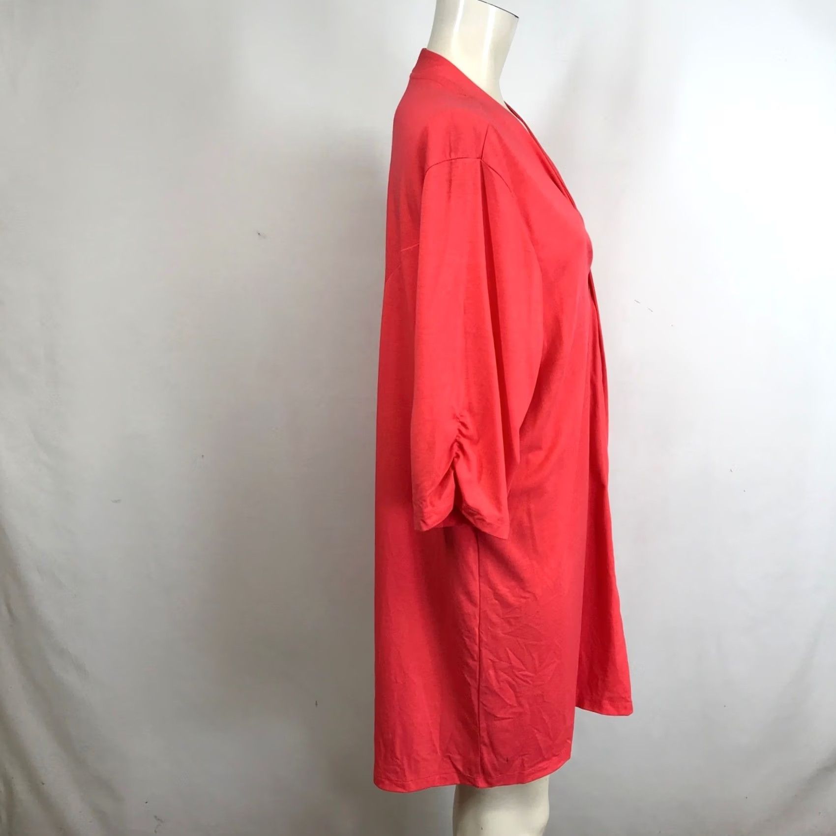 Vintage Catherines Coral Open Front Drape Cardigan Kimono Duster 2X Size XXL / US 16-18 / IT 52-54 - 4 Thumbnail