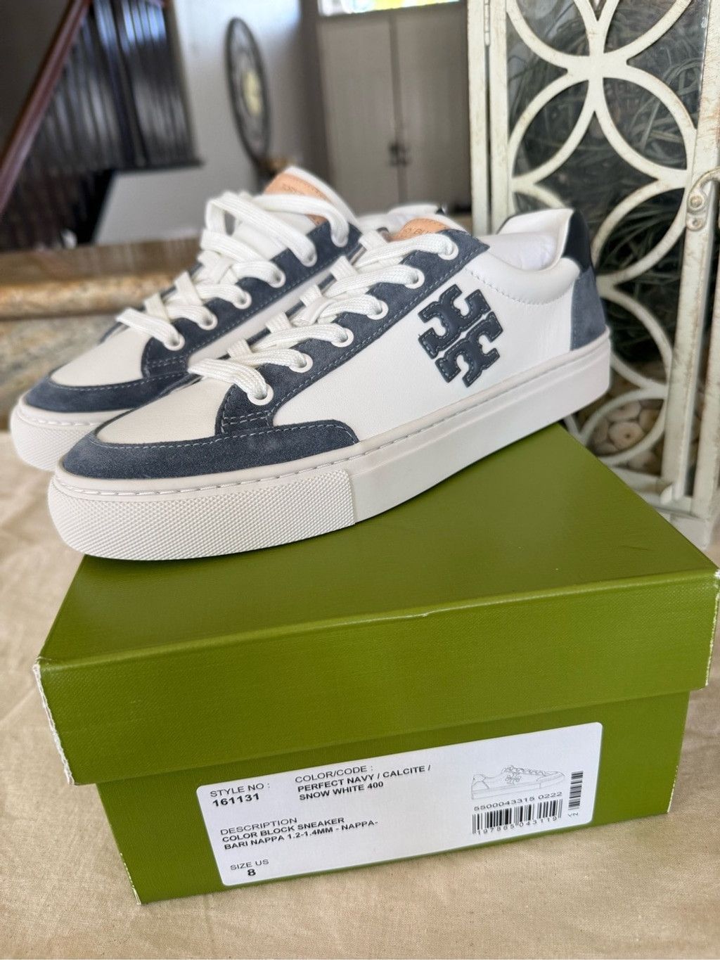 Tory Burch New Tory Burch COLOR BLOCK SNEAKER. BARI NAPPA 1.2-1.4MM PER Size US 7.5 / IT 37.5 - 3 Thumbnail