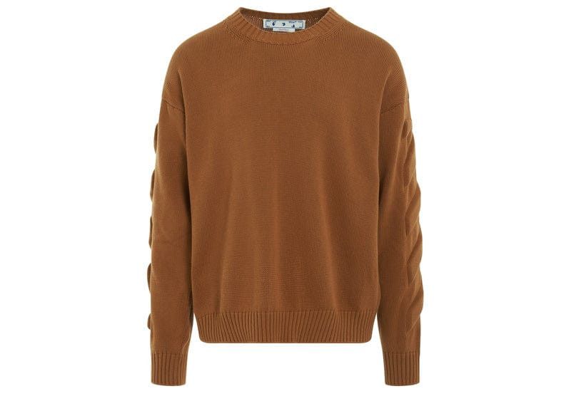 Off-White o1gr1nt1124 3D Diag Knit Crewneck Sweater in Caramel Size US S / EU 44-46 / 1 - 1 Thumbnail