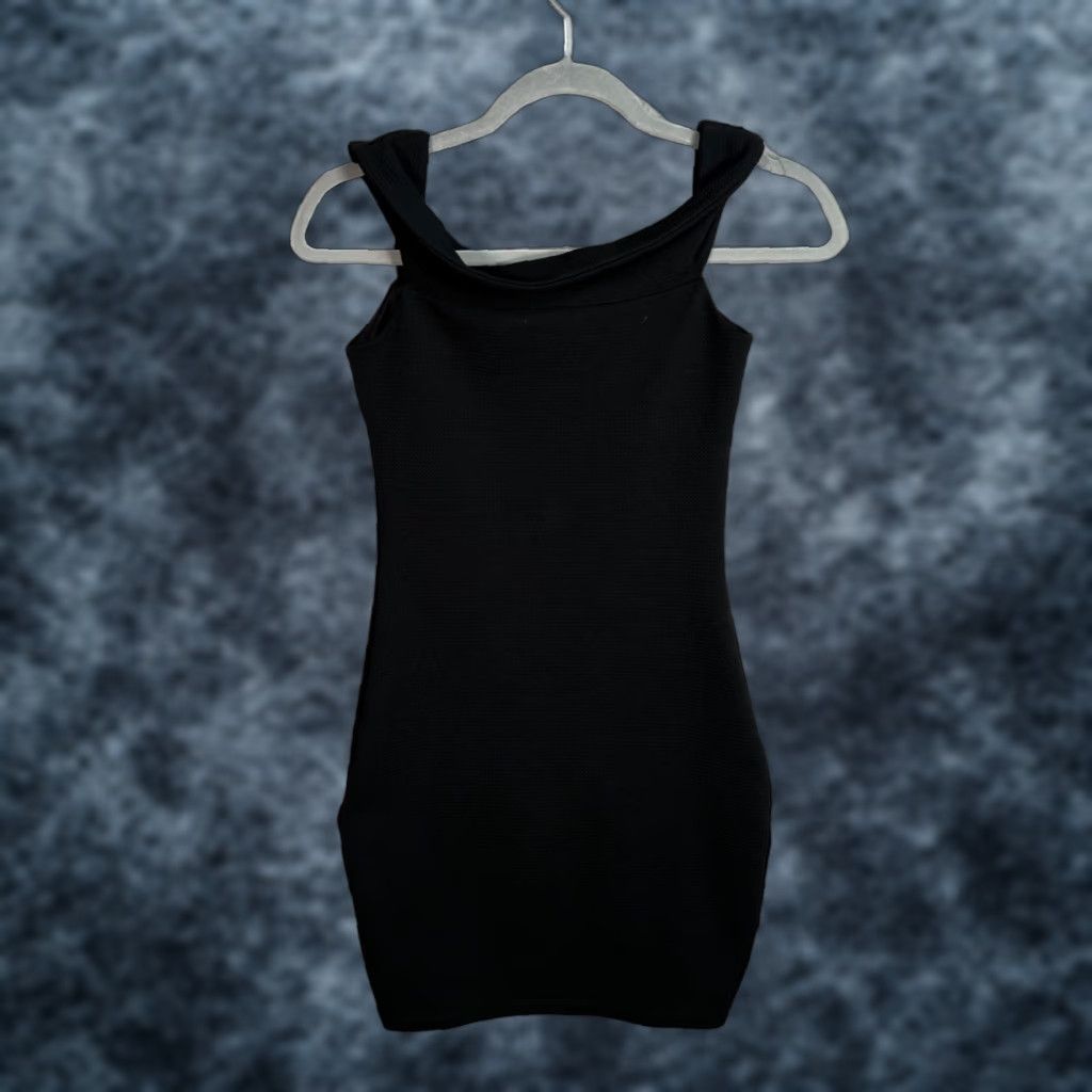 Vintage Miss Selfridge Dress Woman Bodycon Short Black Off-Shoulder Sleeveless Pullover Polyester(Size 2) Size XS / US 0-2 / IT 36-38 - 1 Thumbnail