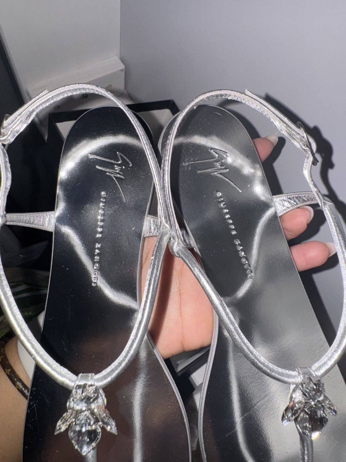 Giuseppe Zanotti Giuseppe Zanotti Silver Sandal Size US 10 / IT 40 - 2 Thumbnail