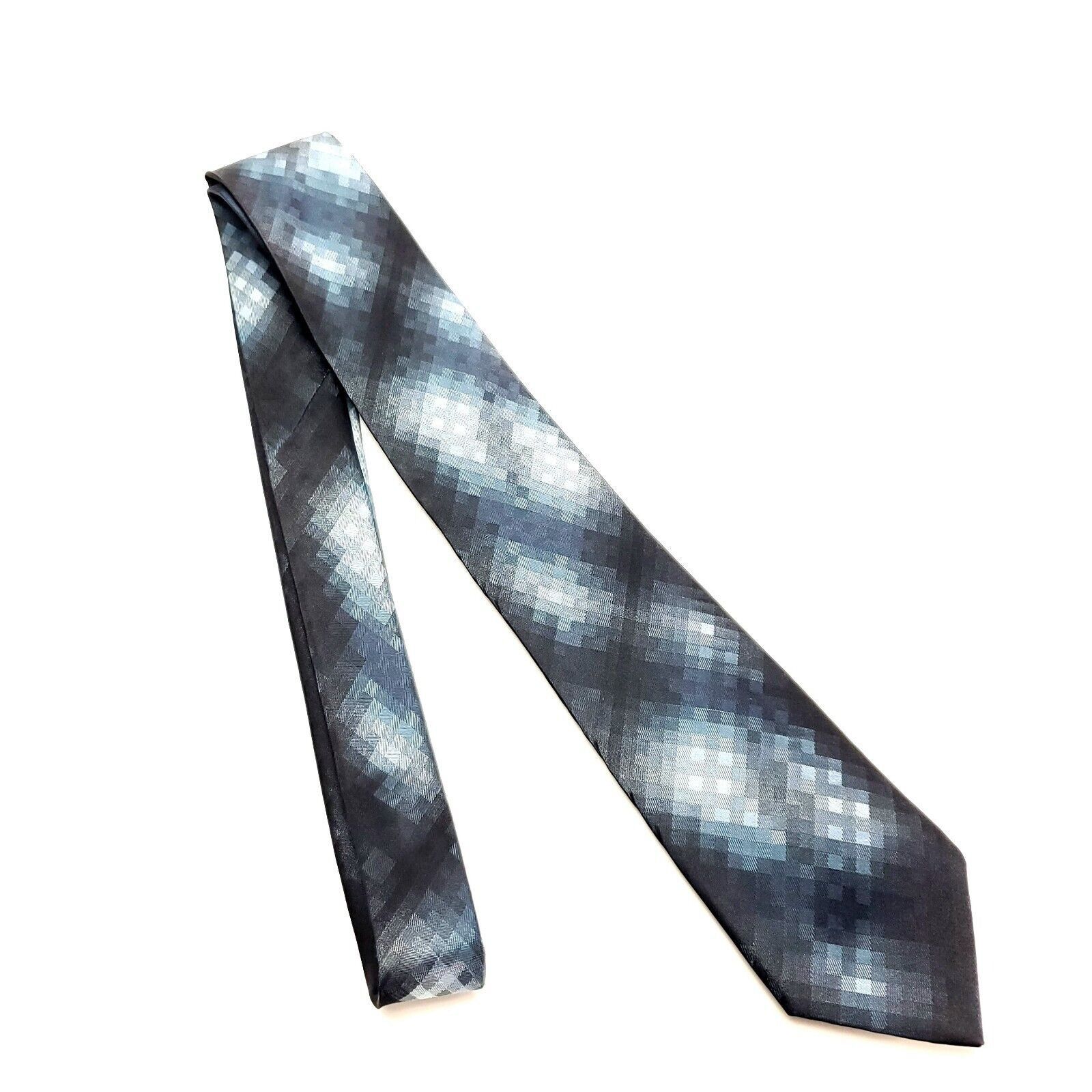 Van Heusen Van Heusen Studio Silk Tie Print Gray Blue Gradient Skinny Size ONE SIZE - 6 Thumbnail