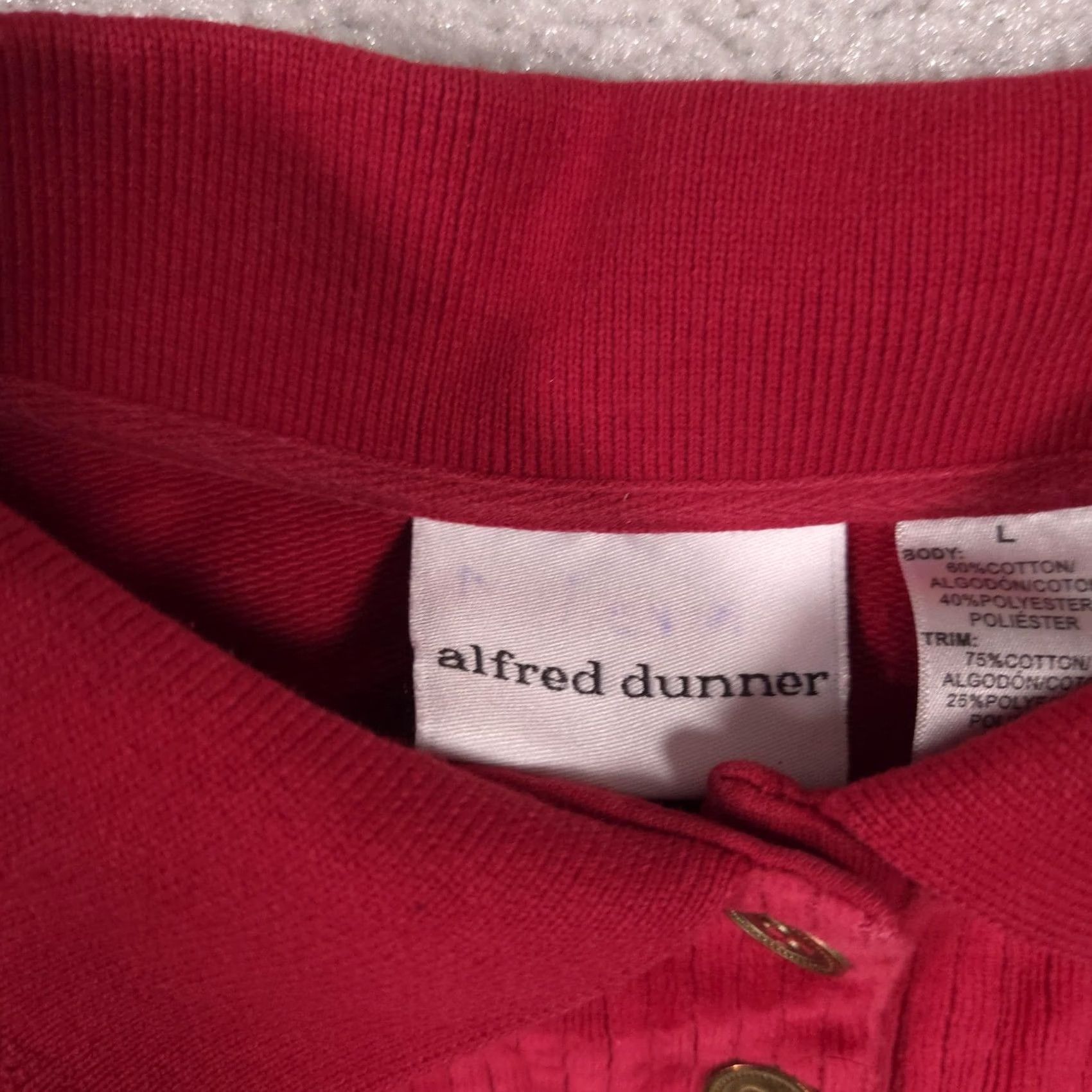 Vintage Alfred Dunner Sweater Womens Large Red Collared Floral Embroidered Knit Pullover Size L / US 10 / IT 46 - 5 Thumbnail