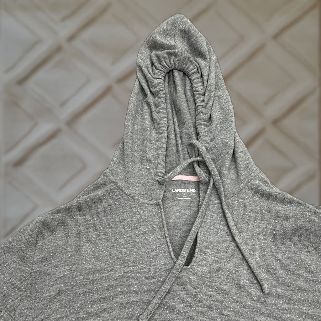 Lands' End Lands' End Hoodie Sweatshirt Women Large Gray Drawstring Pullover Casual Outdoor Size L / US 10 / IT 46 - 1 Thumbnail