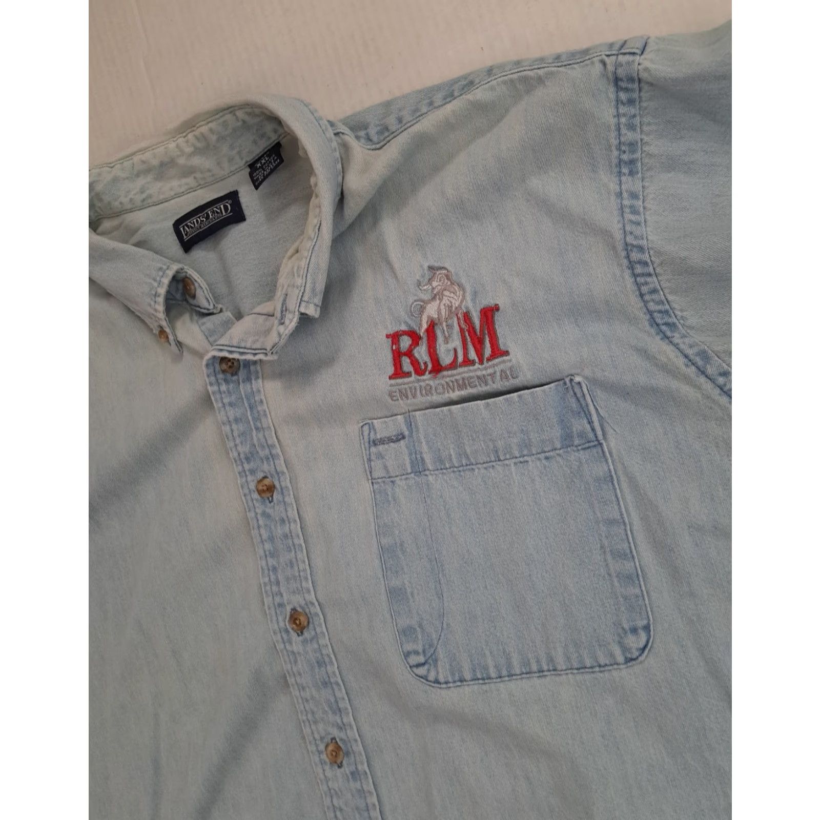 Lands' End VINTAGE Lands' End Denim Blue Jean Shirt XXL Button-Up Unisex Adults Regular Collar Down Size US XXL / EU 58 / 5 - 3 Thumbnail