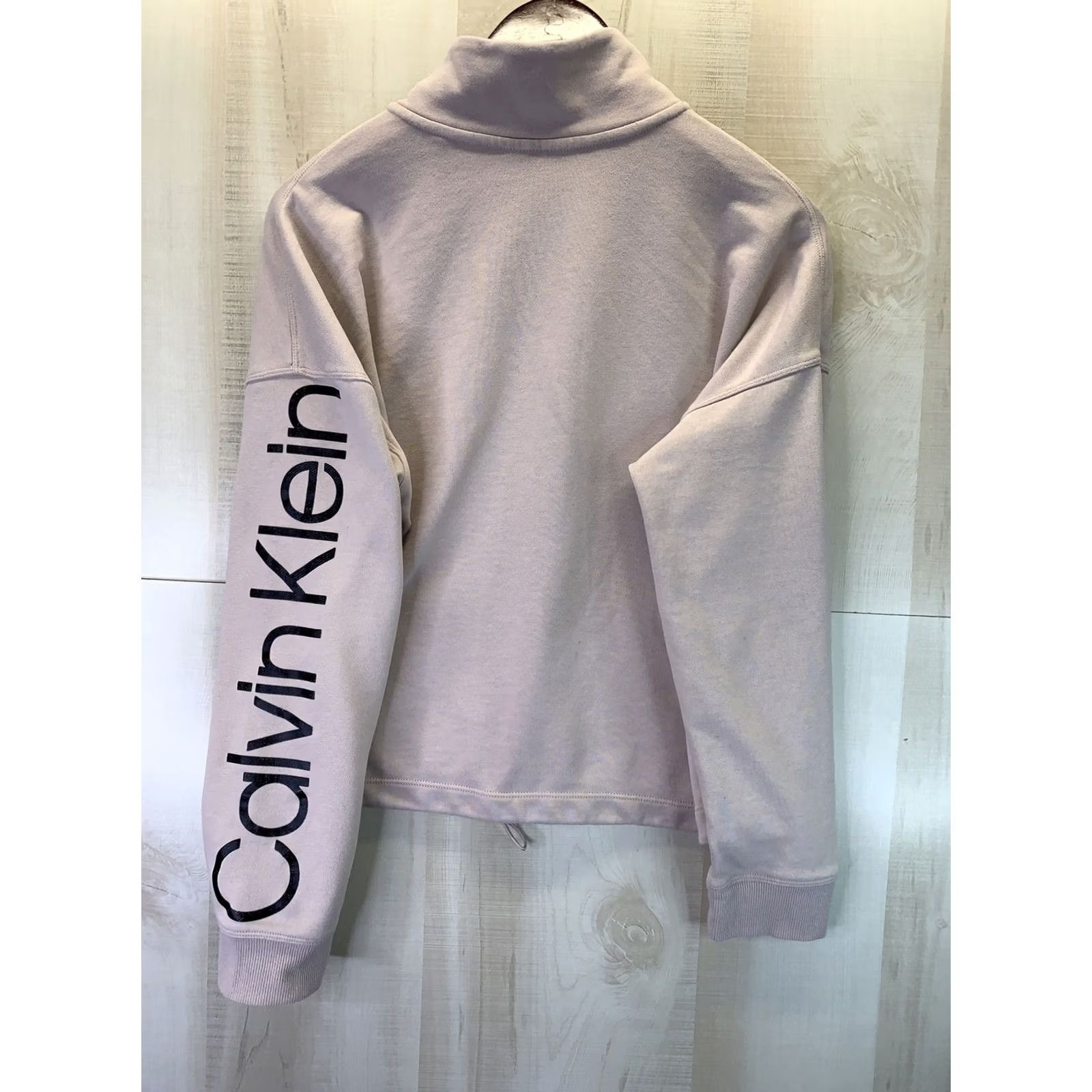 Calvin Klein Calvin Klein Women’s Purple Crop 1/2 Zip Sweatshirt Logo Sleeve Activewear L Ladies Pullover Casual Sweatshirt Spring Fall Winter Size L / US 10 / IT 46 - 6 Thumbnail