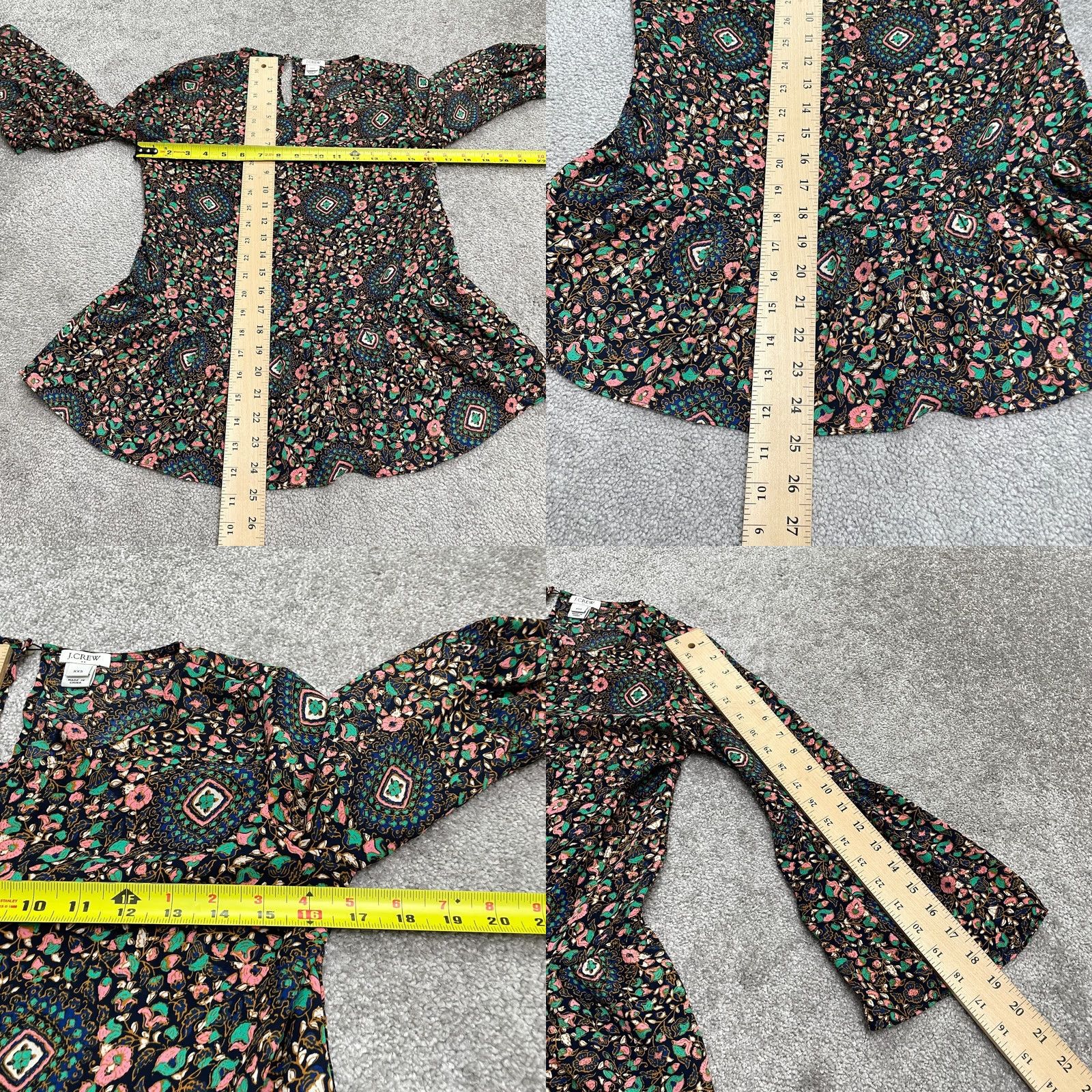 J.Crew J.Crew Blouse Shirt Womens XXS Multicolor Floral Bell Sleeve Tunic Top Regular Fit Blouse BOhemian Colorful Casual Top Size XXS / US 00 / IT 34 - 8 Thumbnail