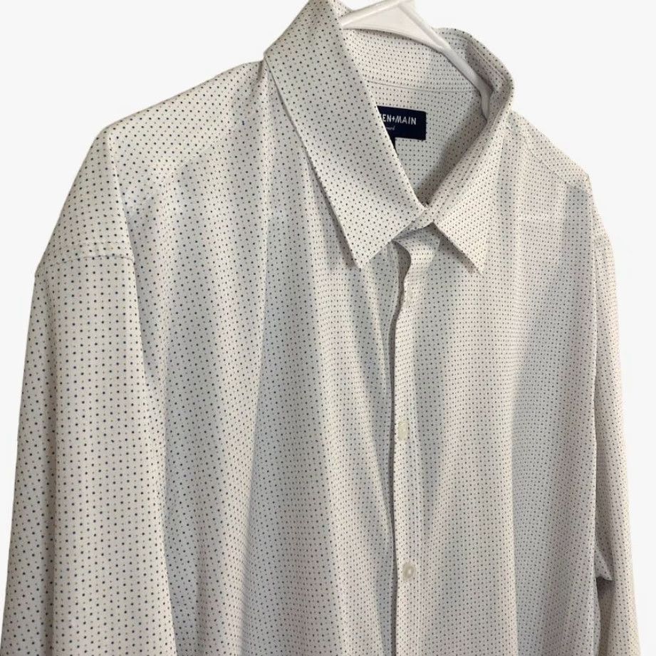 Mizzen+Main Mizzen + Main Leeward Button Up Dress Shirt Blue Rose Dot Print Mens XL Size 46R - 5 Thumbnail