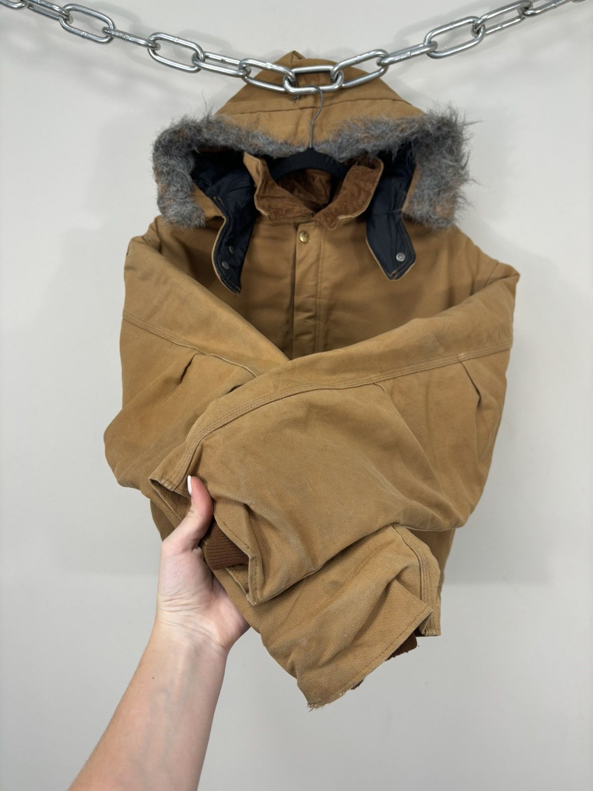 Carhartt Vintage 90s Carhartt USA Workwear Hooded Boxy Cropped Jacket Size US L / EU 52-54 / 3 - 10 Thumbnail