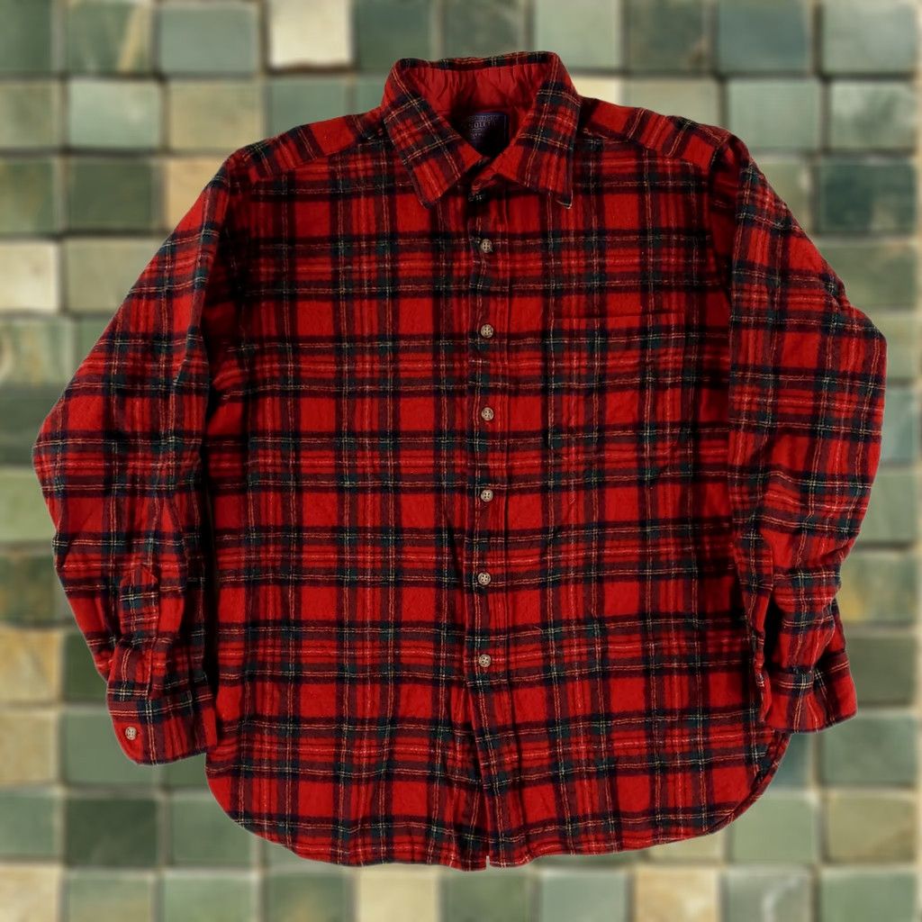 Pendleton VINTAGE Pendleton Lodge Shirt Mens L Red Plaid 100% Wool Button Up Made USA Wool Shirt Size US L / EU 52-54 / 3 - 1 Thumbnail