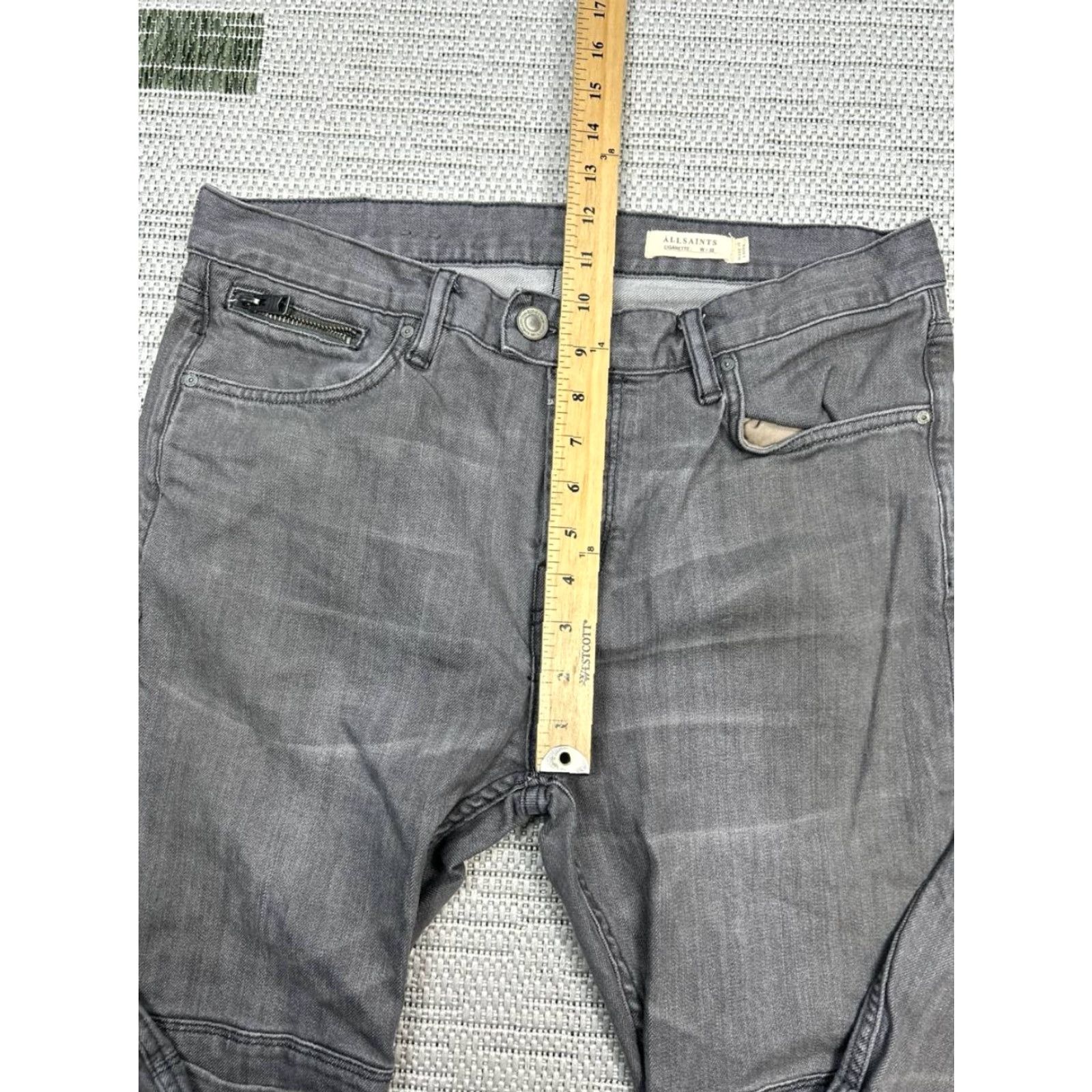 Allsaints Allsaints Jeans Mens 32 Reynolds Biker Gray Denim Cigarette Leg Slim Skinny 32 in Gray Mens Jeans Size US 32 / EU 48 - 5 Thumbnail
