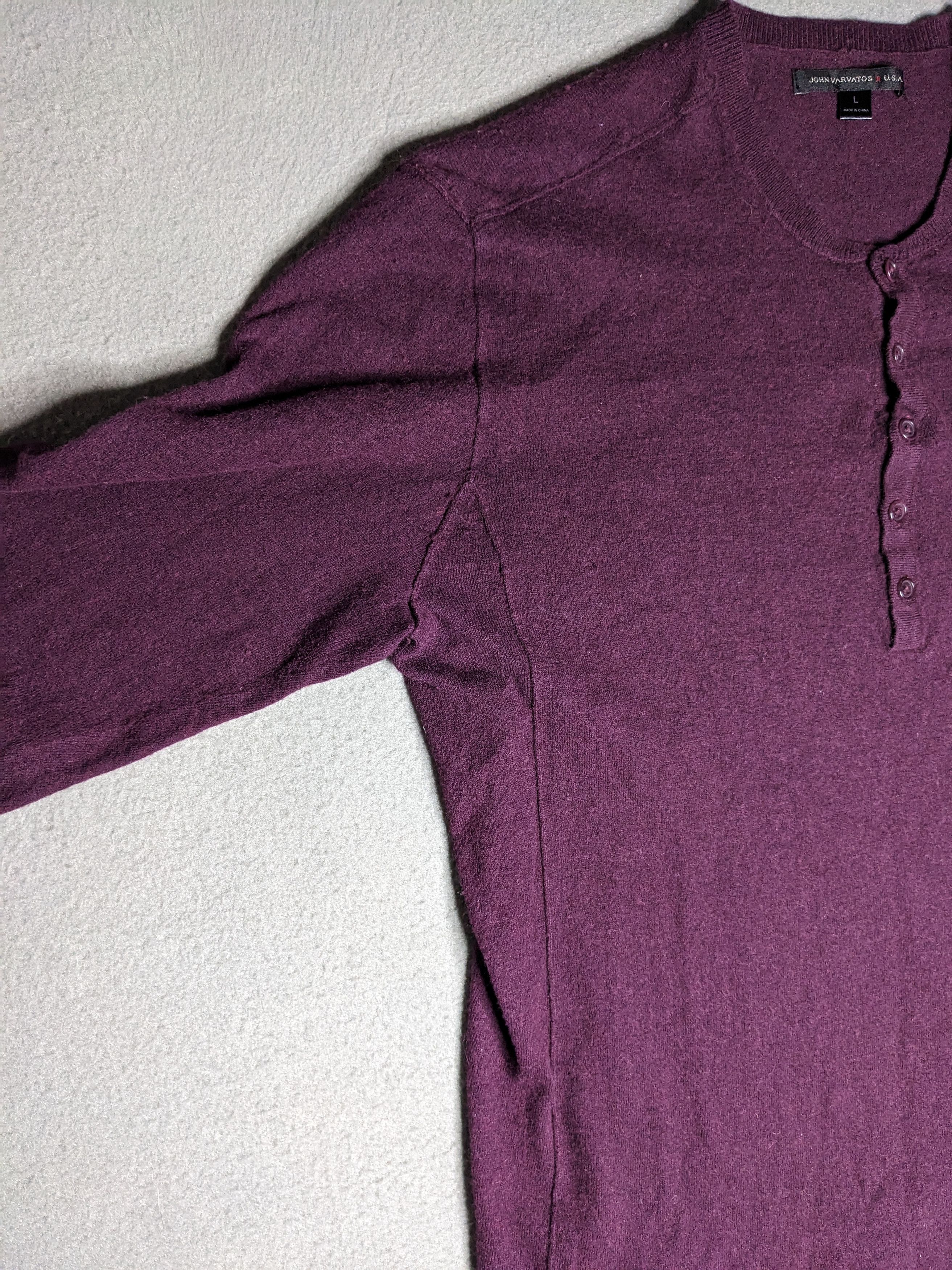 John Varvatos John Varvatos USA Shirt Mens Large Garnet Henley Wool Blend Size US L / EU 52-54 / 3 - 3 Thumbnail