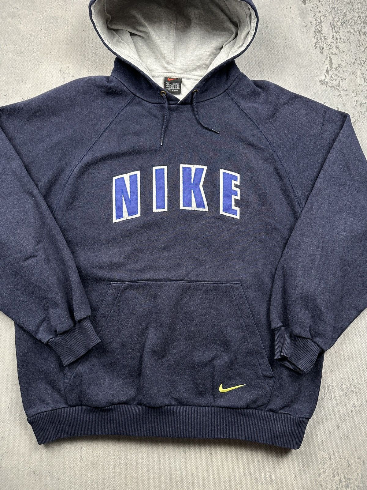 Nike Nike VTG Navy Hoodie Big Spellout Logo Pullover Sweatshirt Size US L / EU 52-54 / 3 - 6 Thumbnail